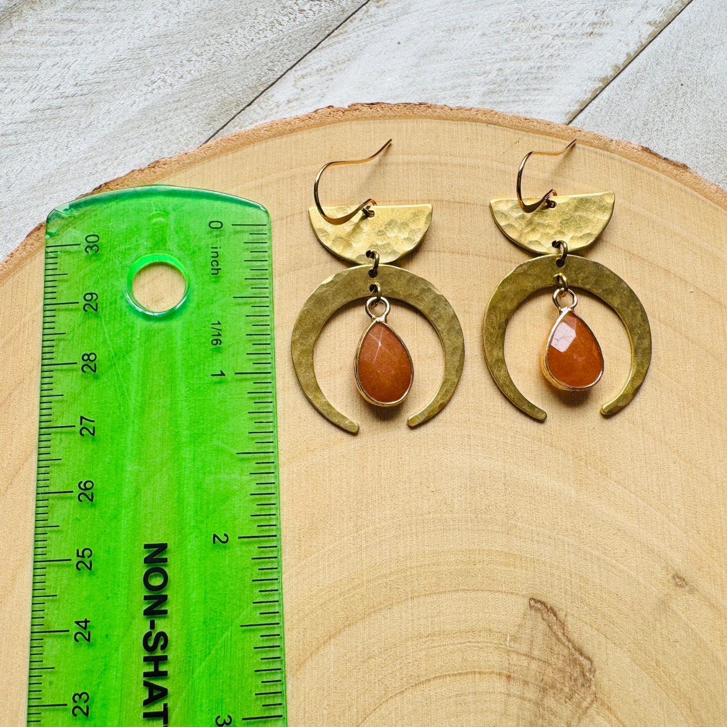 Aventurine Moon Earrings
