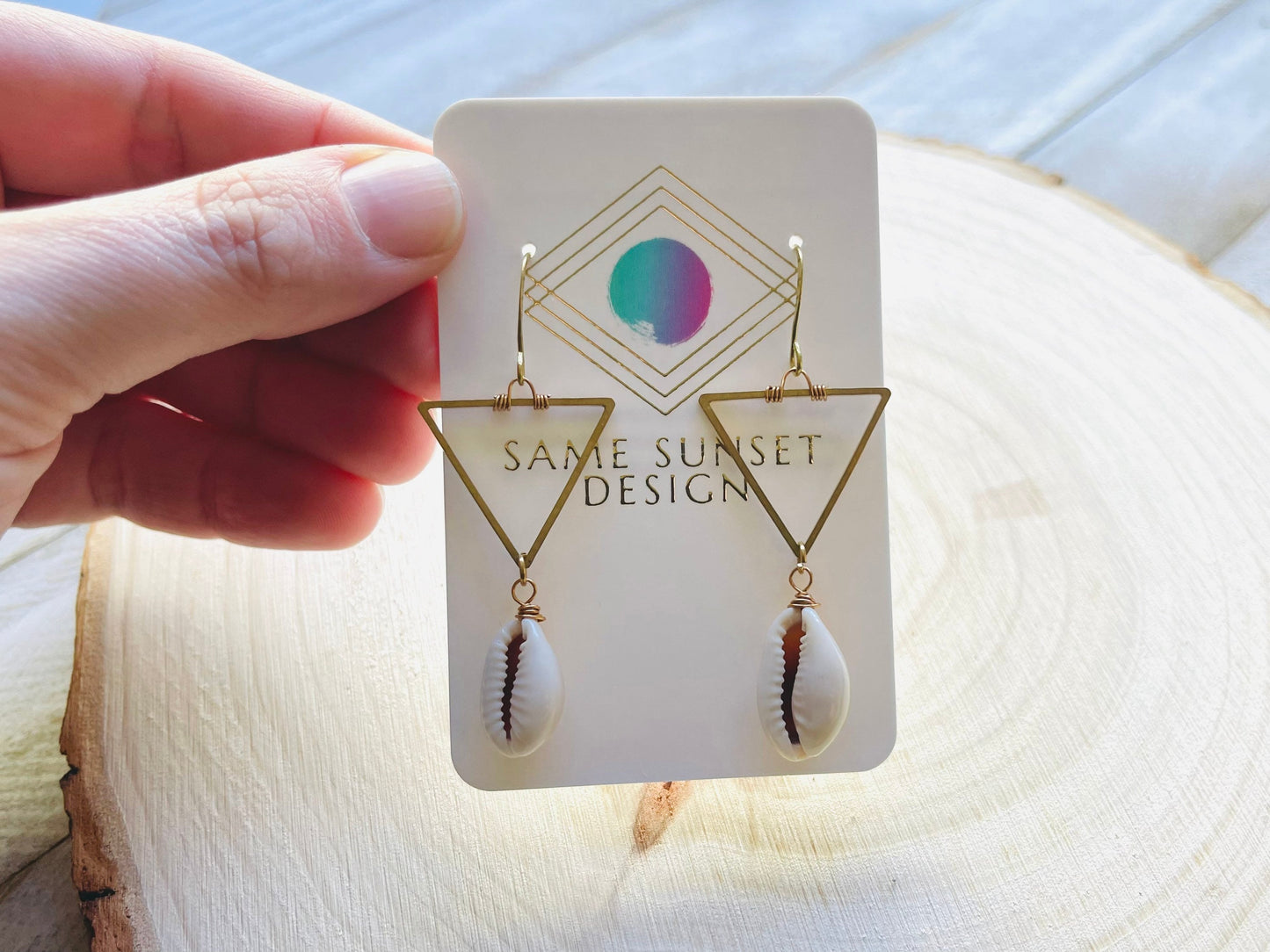 Puka Shell Triangle Earrings