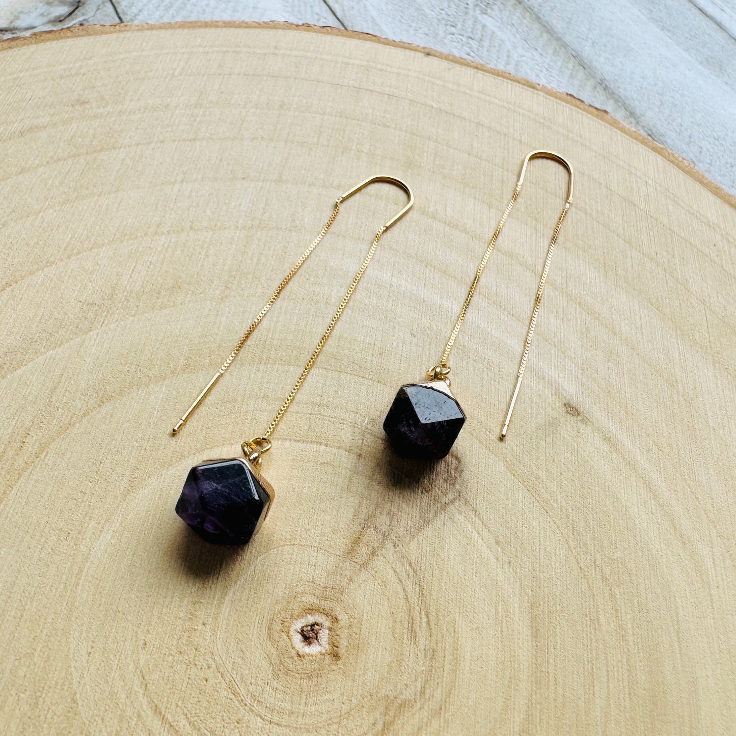 Amethyst Threader Earrings