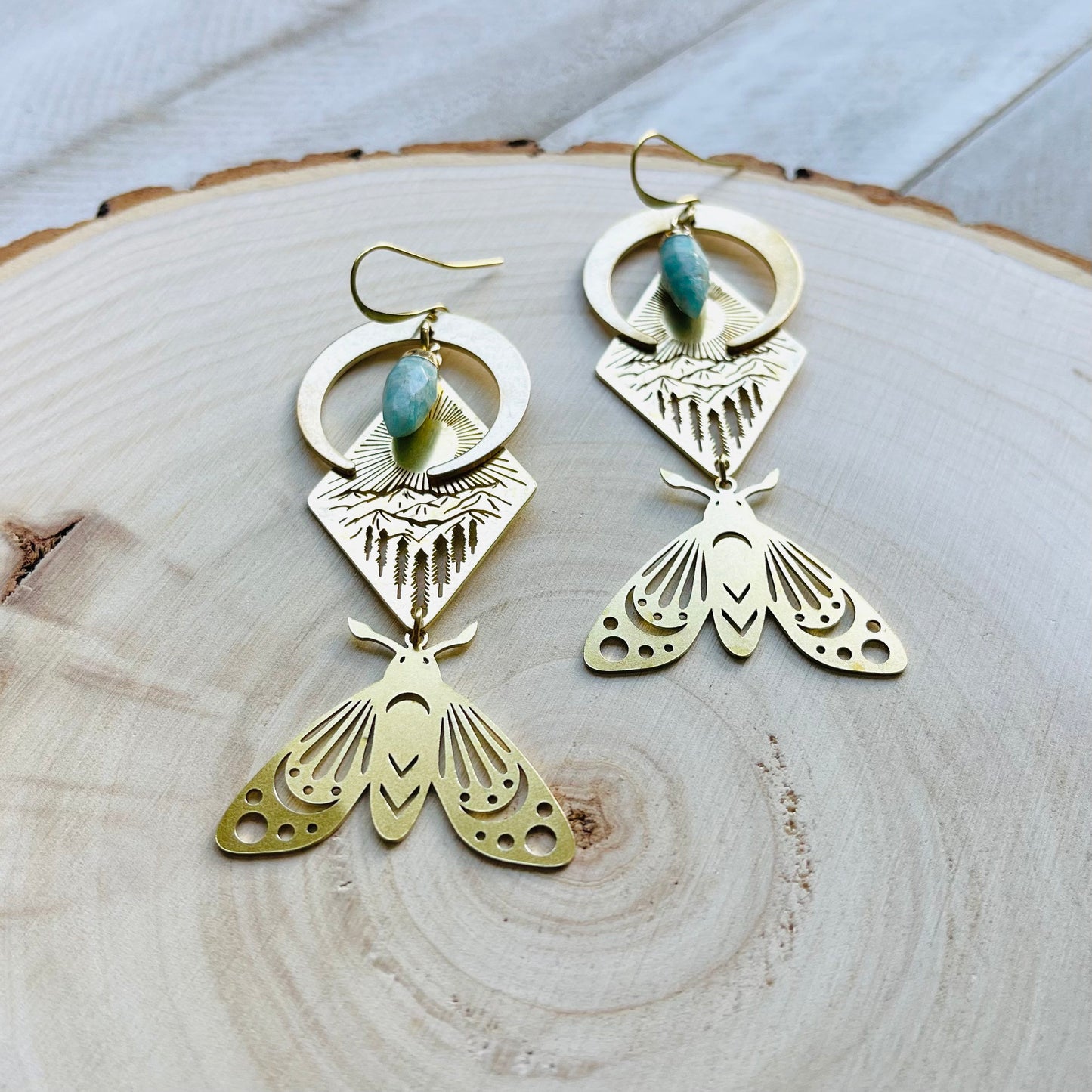 Aventurine Moth Earrings