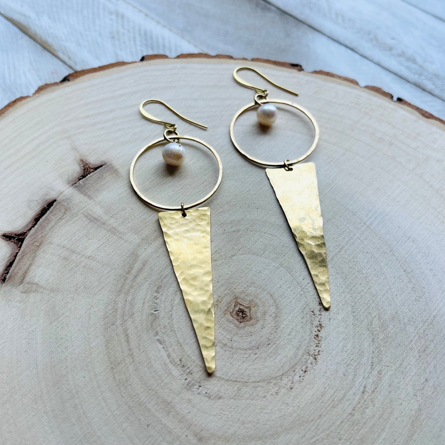 Pearl Triangle Earrings
