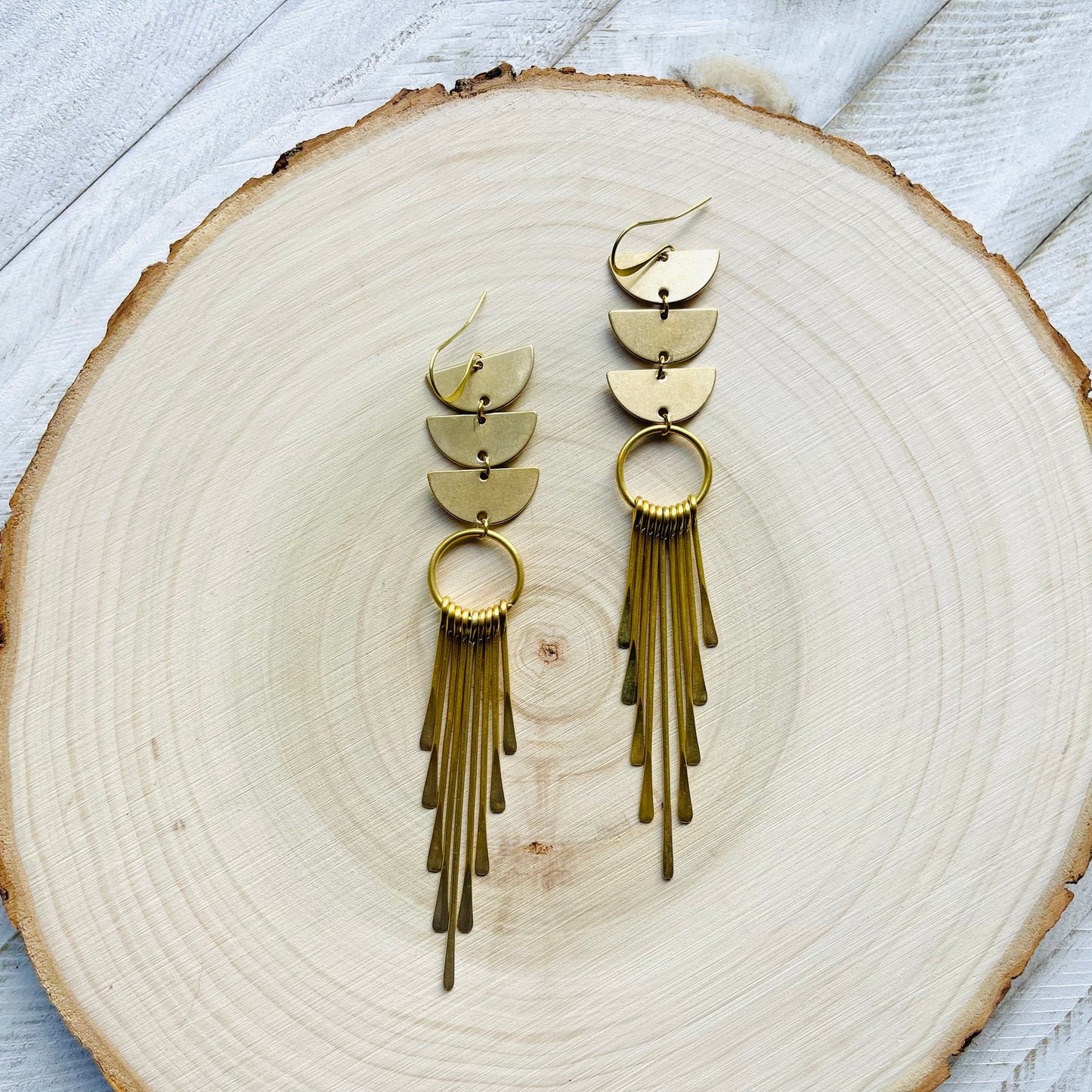 Geometric Brass Fringe Earrings