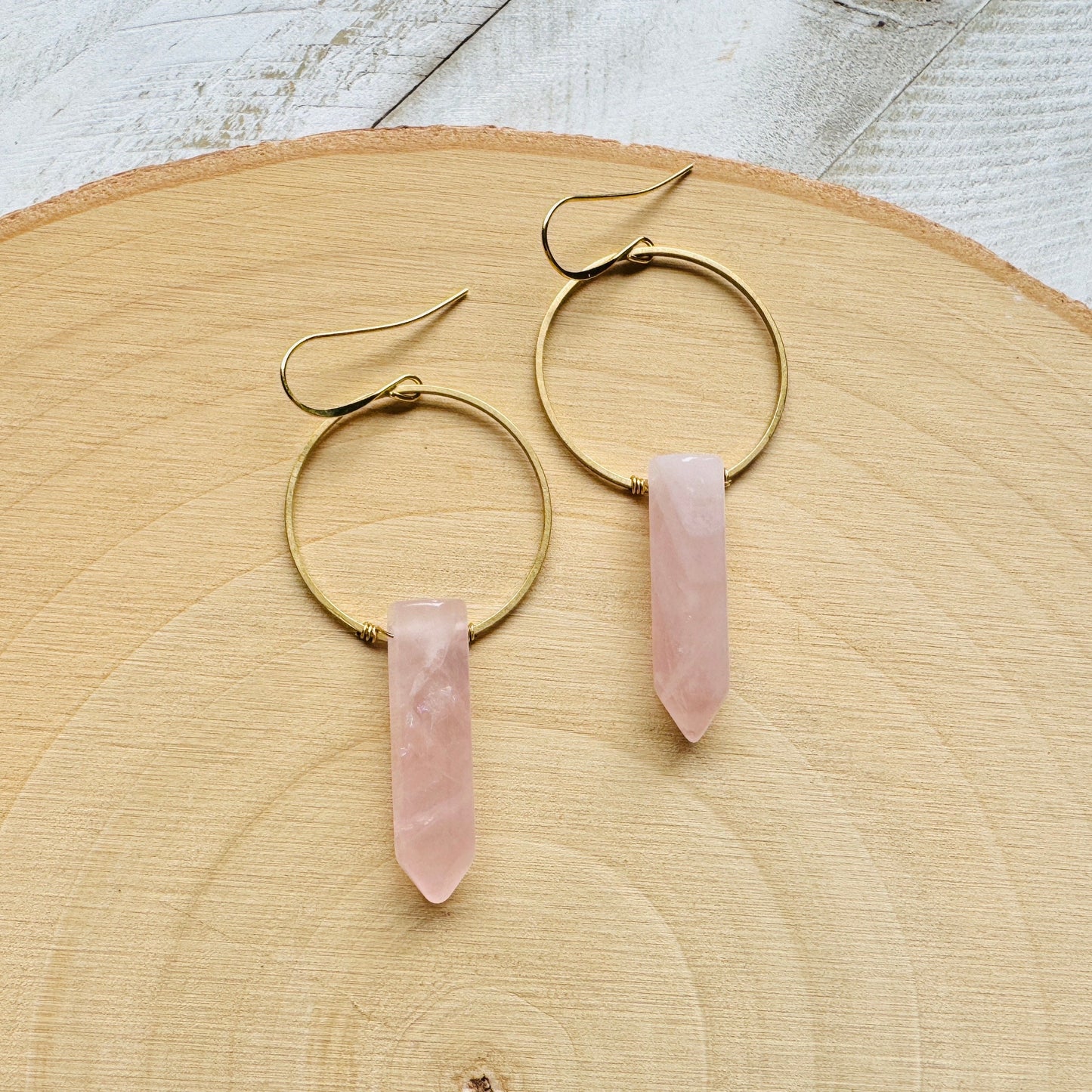 Rose Quartz Hoop Earrings