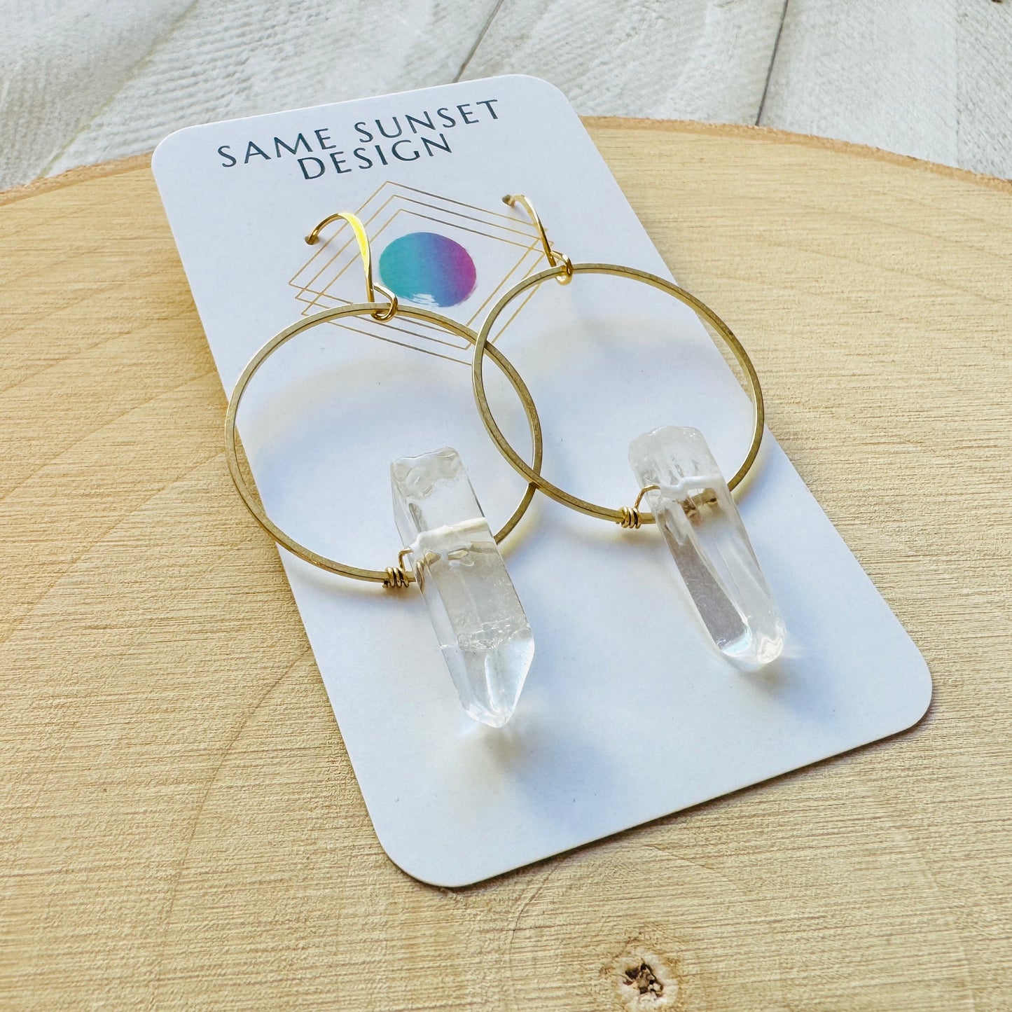 Raw Quartz Hoop Earrings