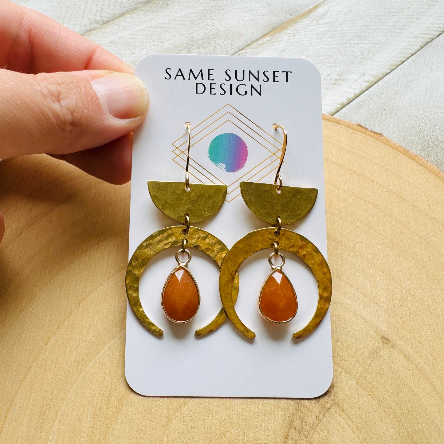 Aventurine Moon Earrings