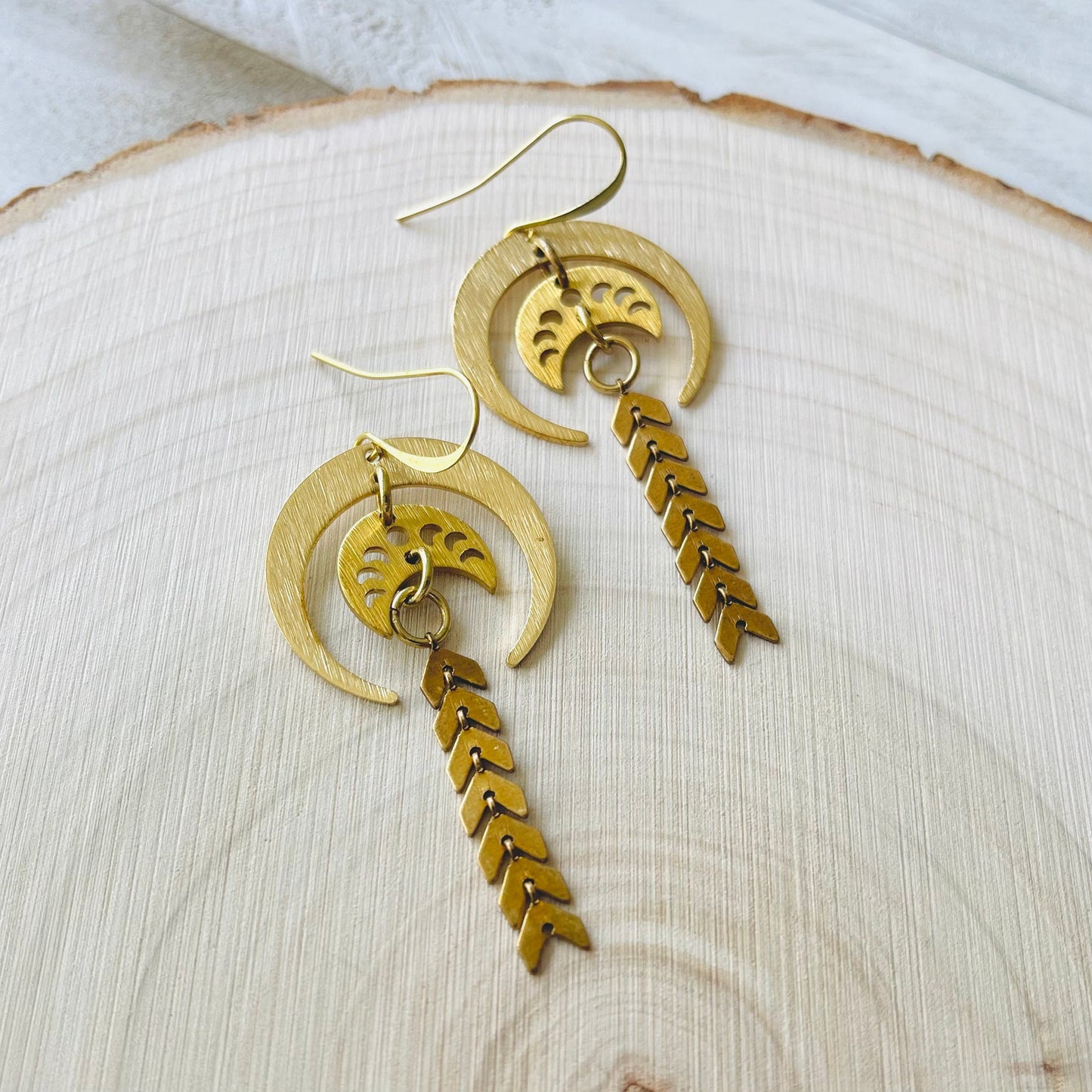 Brass Moon Earrings