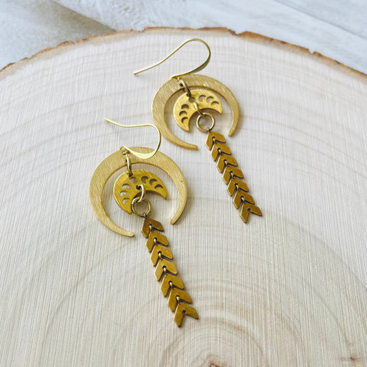 Brass Moon Earrings