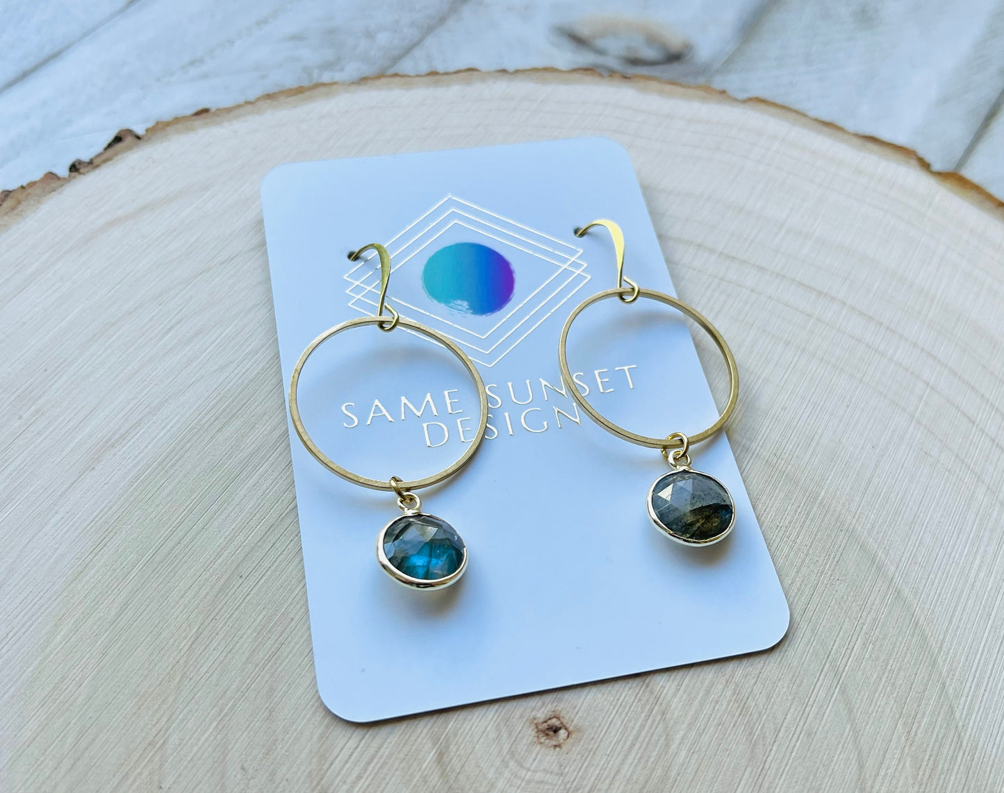 Labradorite Hoop Earrings