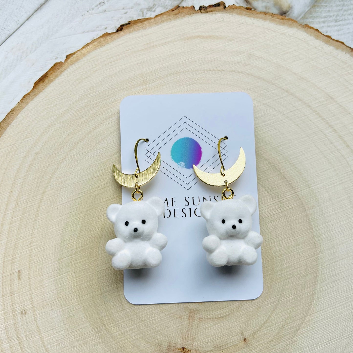 Teddy Bear Moon Earrings