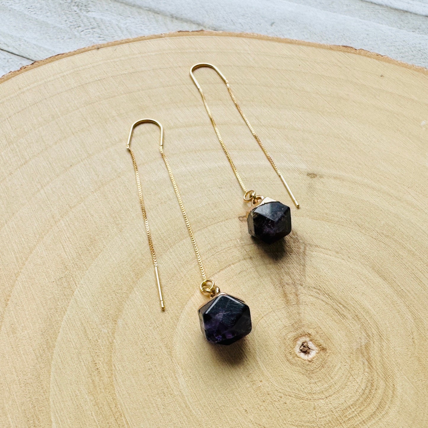 Amethyst Threader Earrings