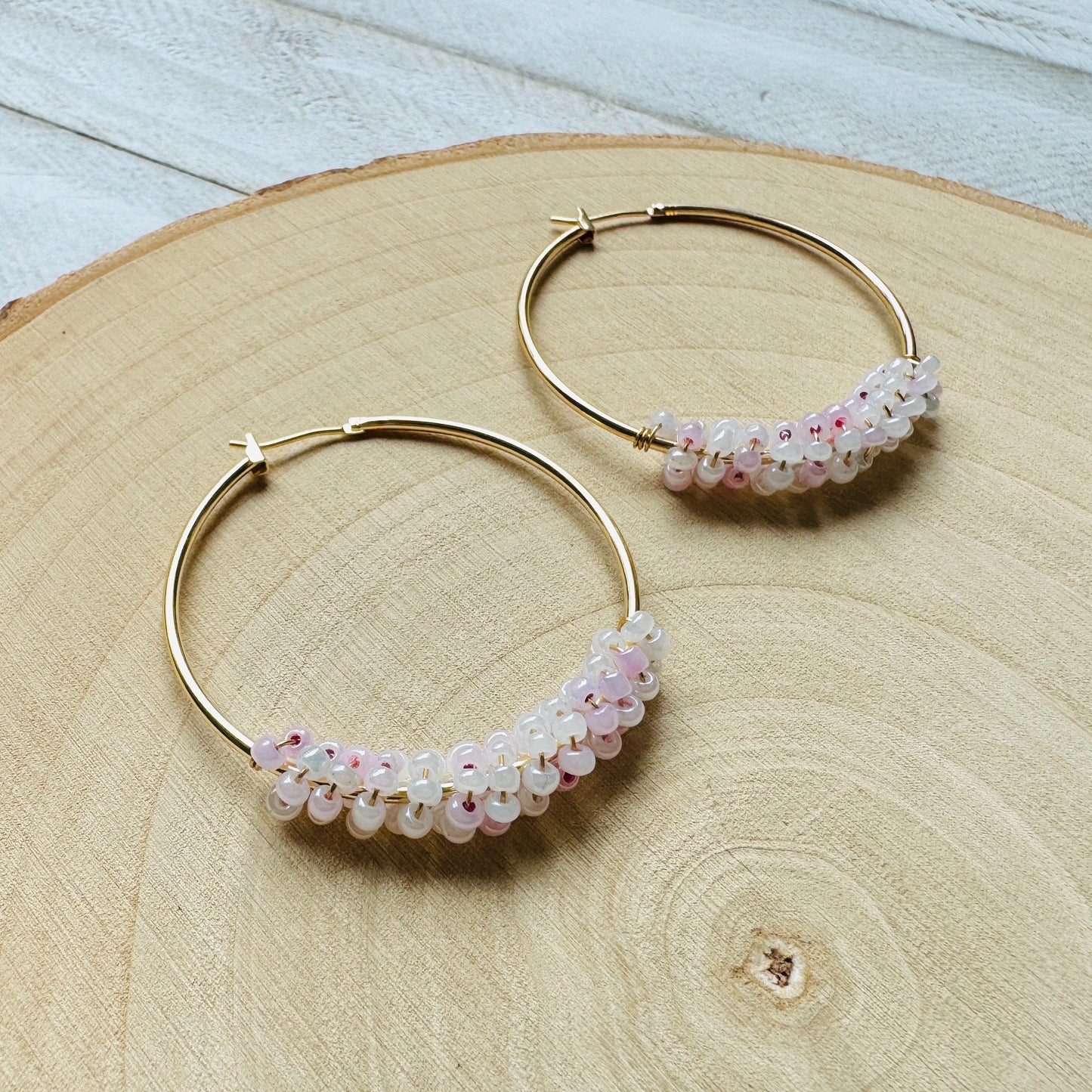 Seed Bead Hoop Earrings
