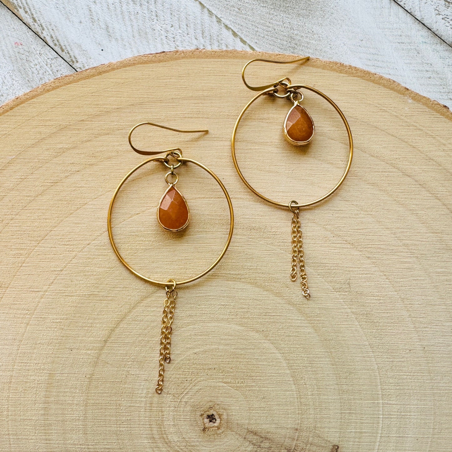 Aventurine Hoop Earrings