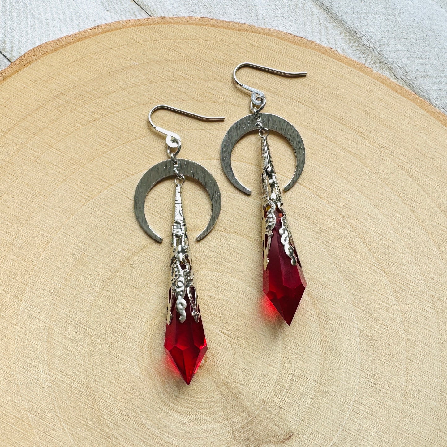 Red Moon Crystal Earrings