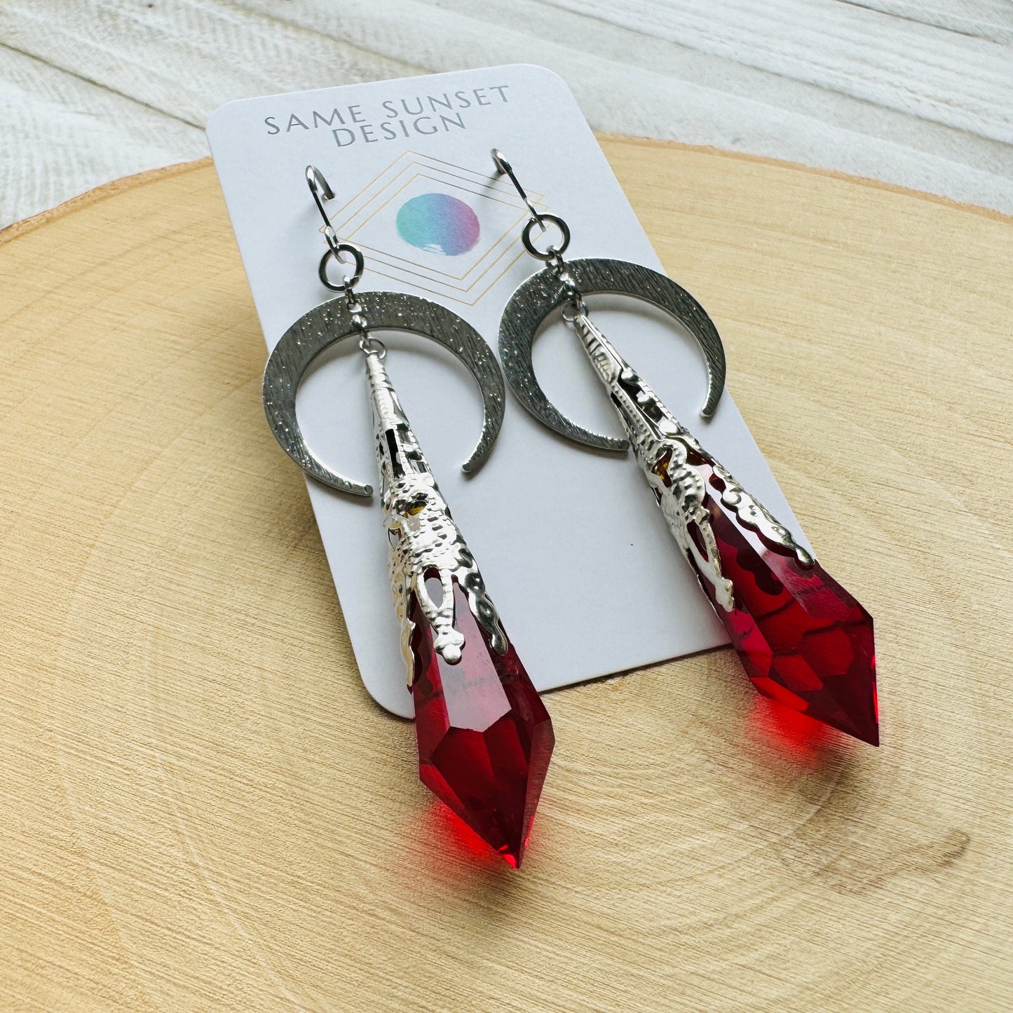 Red Moon Crystal Earrings