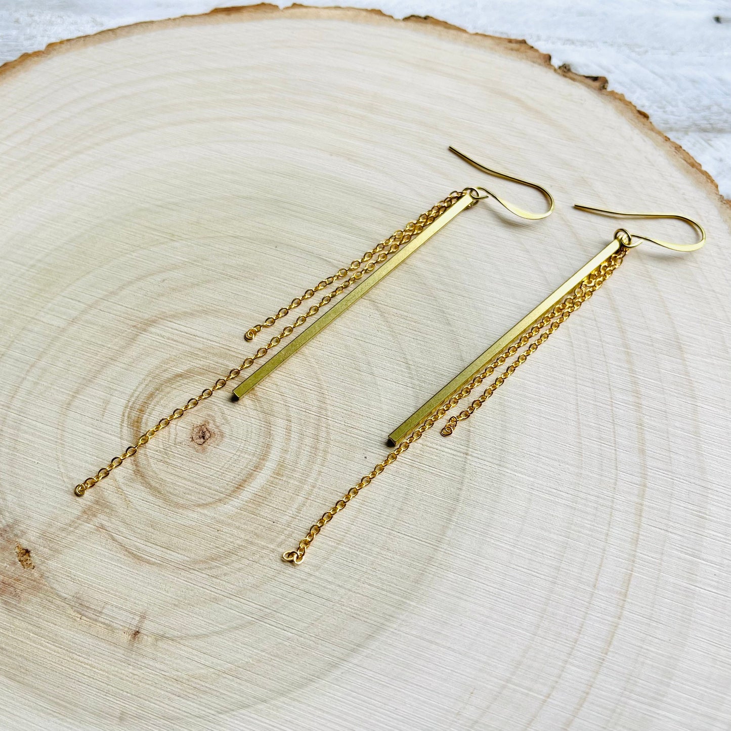 Geometric Brass Bar Earrings
