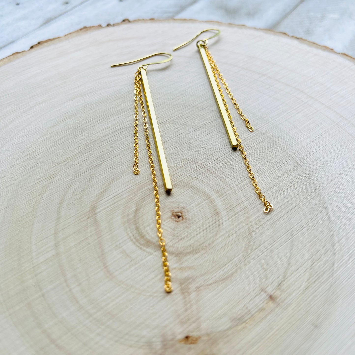 Geometric Brass Bar Earrings