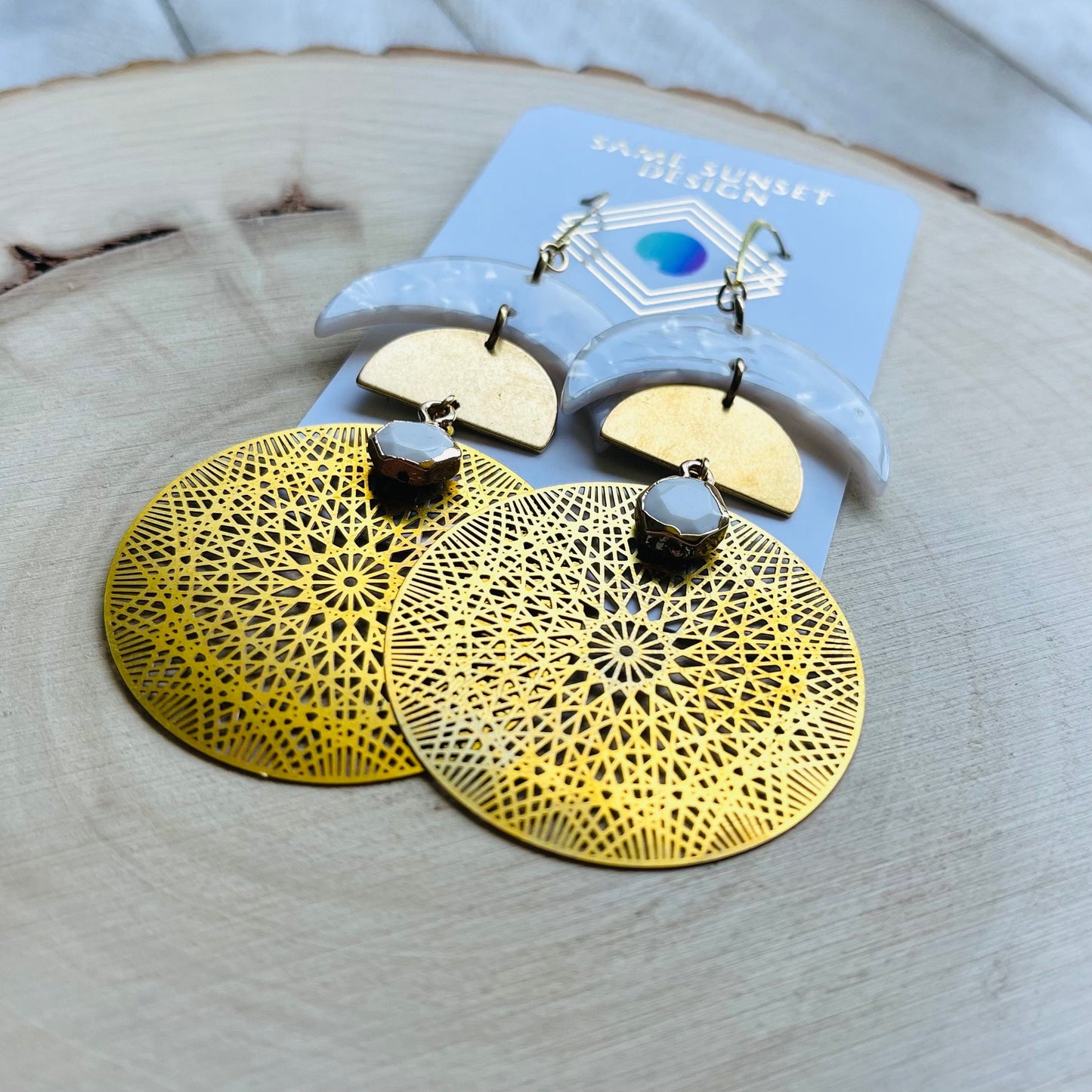 Howlite Moon Earrings