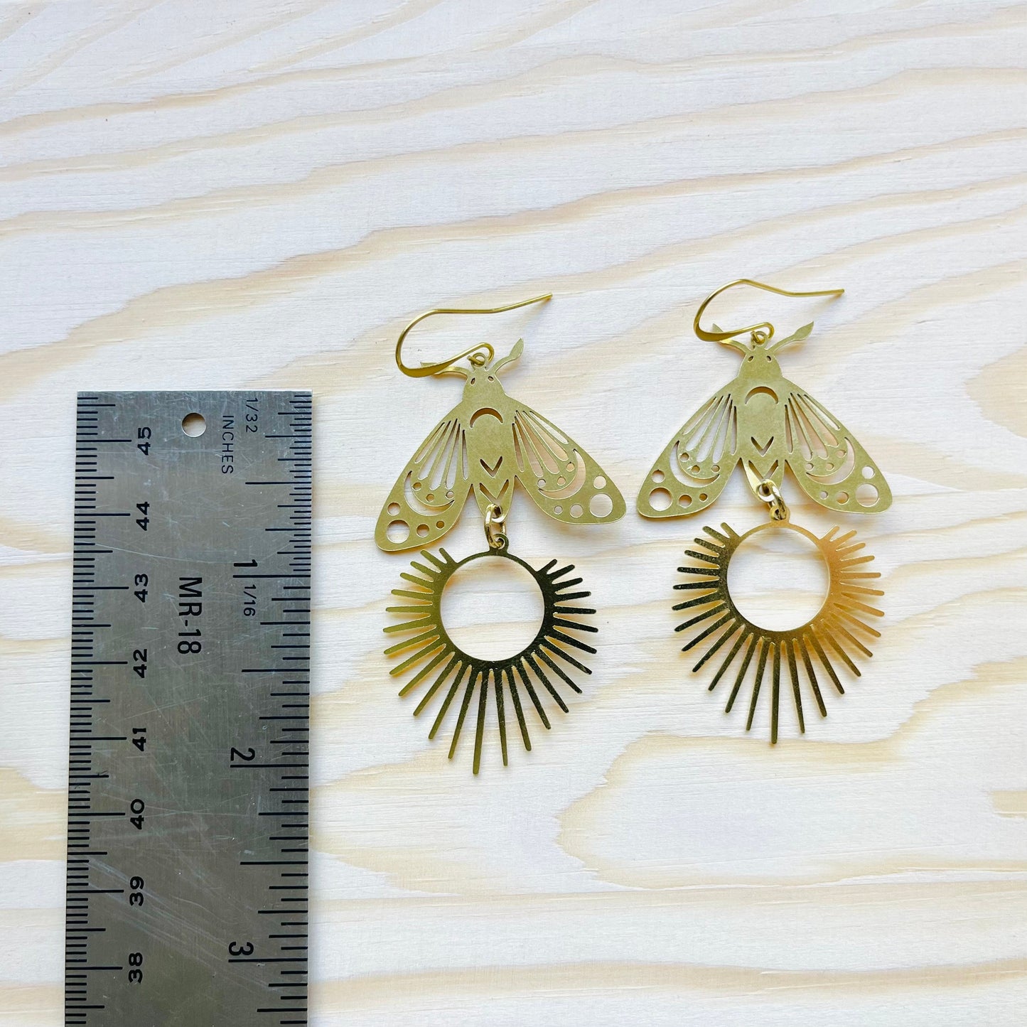 Brass Moth Earrings