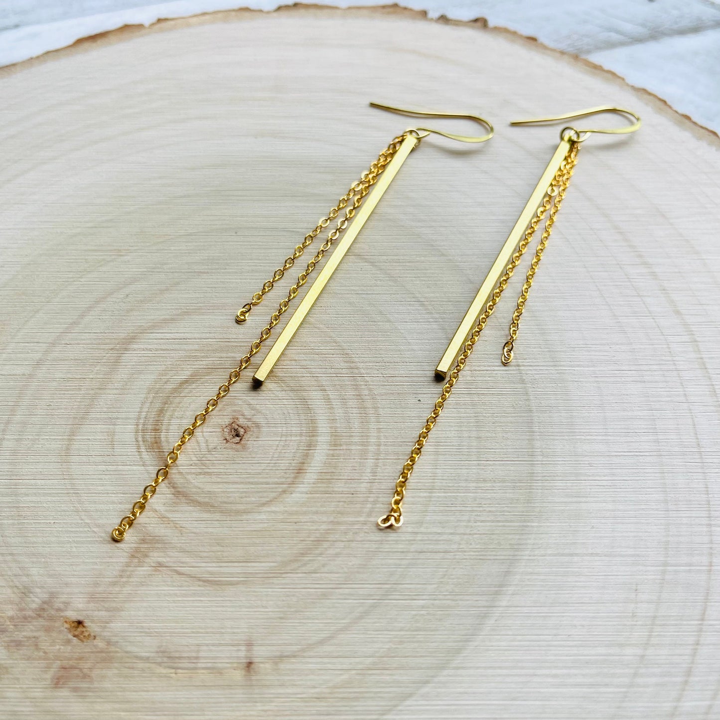 Geometric Brass Bar Earrings