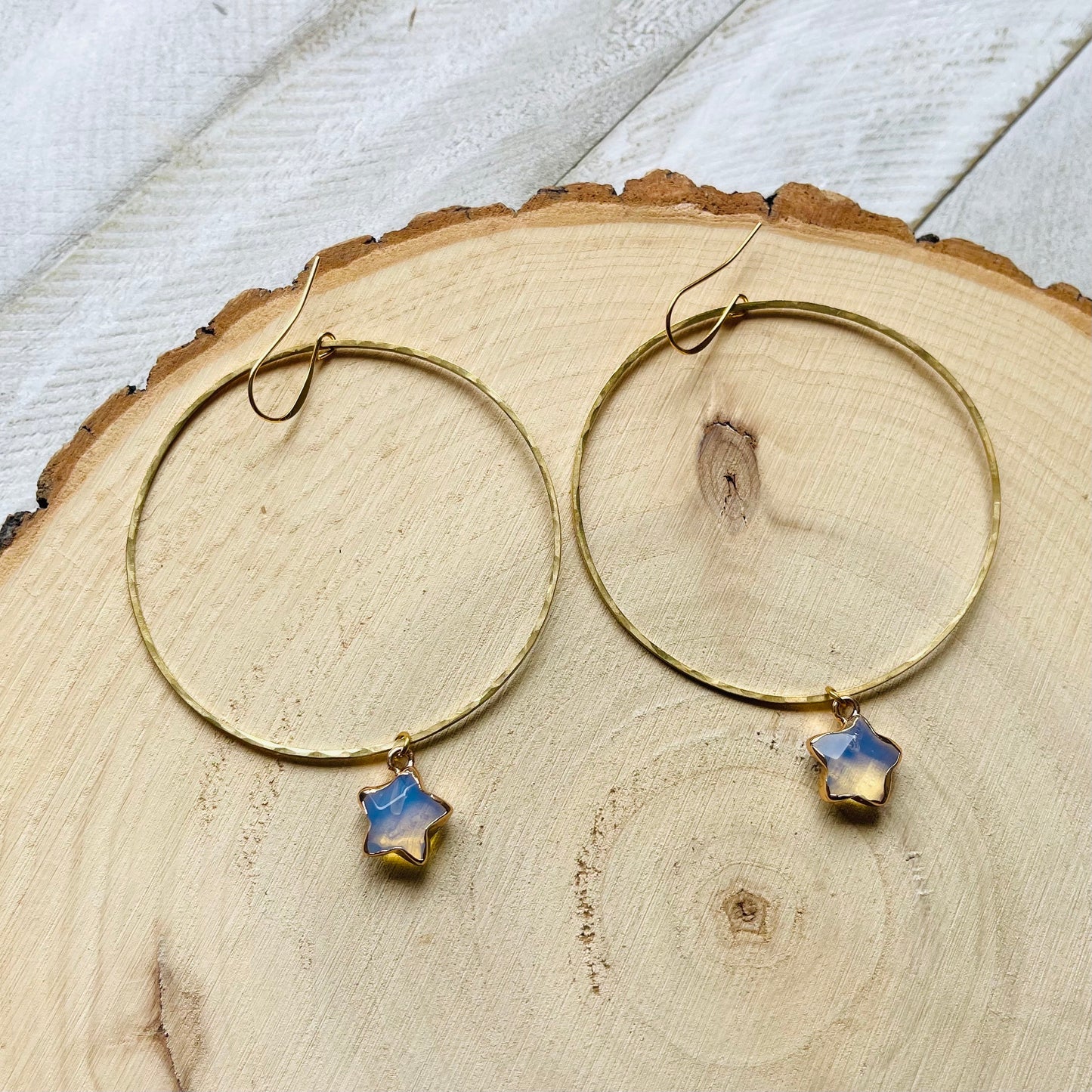 Opalite Star Hoop Earrings