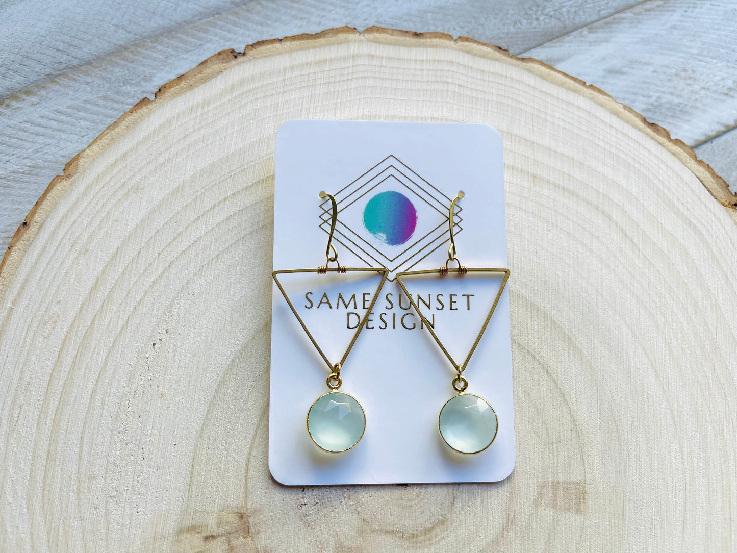 Triangle Chalcedony Earrings