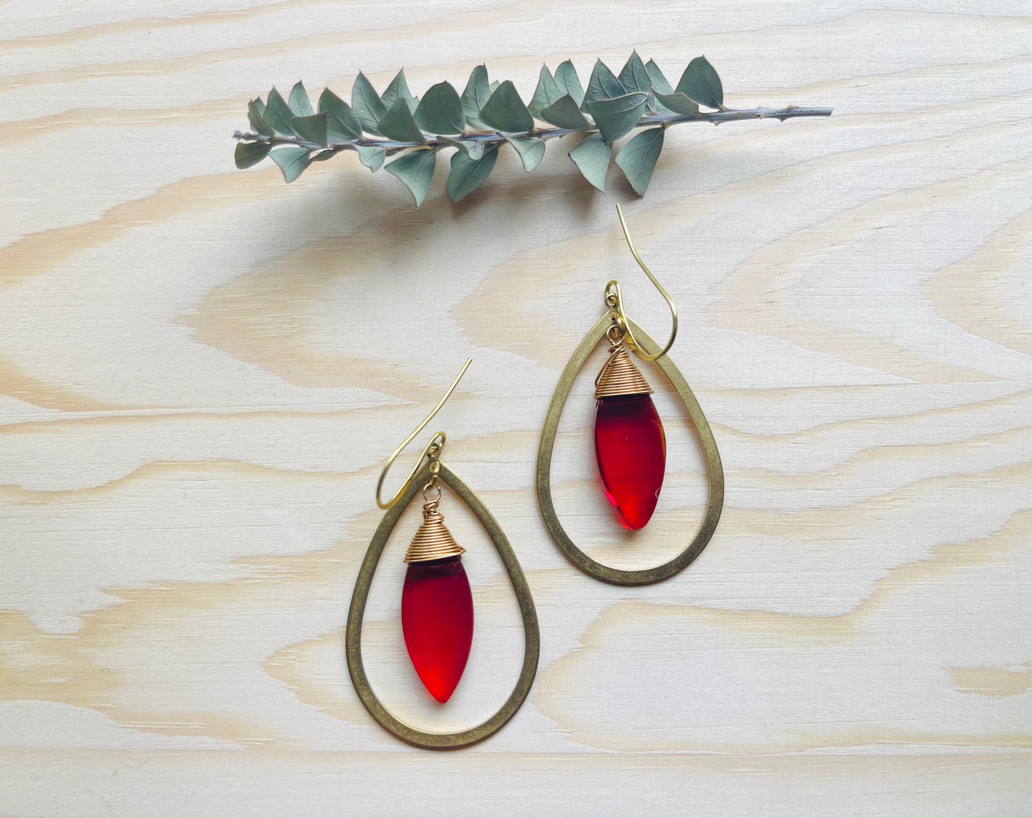Geometric Brass Earrings, Red Earrings Statement, Witchy Earrings Dangle, Witchy Jewelry Earrings, Unique Gifts for Daughter, Trendy Jewelry
