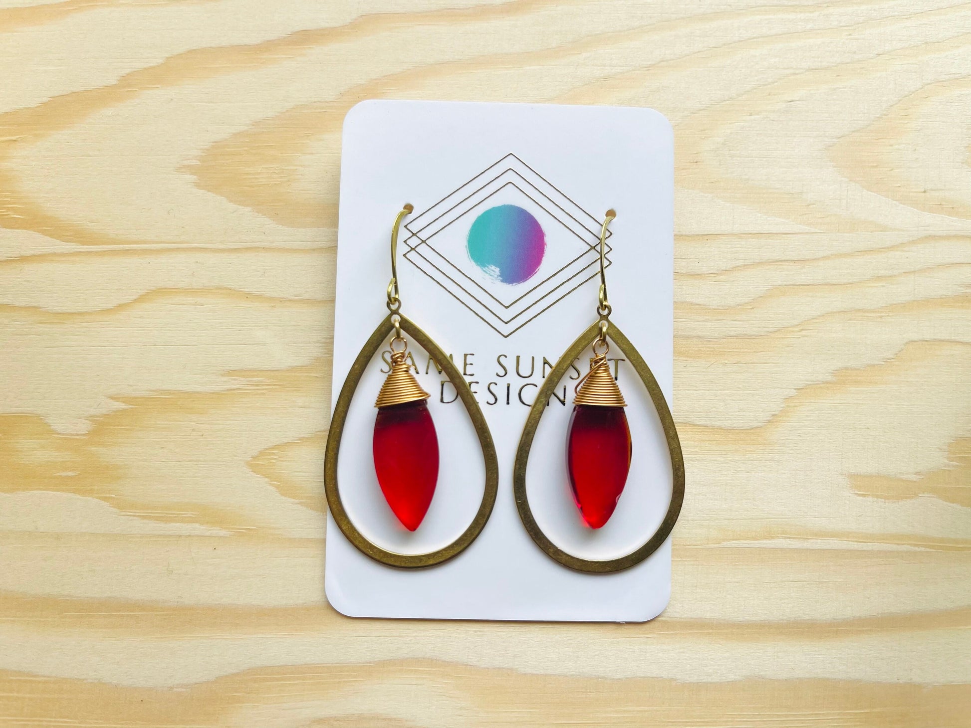Geometric Brass Earrings, Red Earrings Statement, Witchy Earrings Dangle, Witchy Jewelry Earrings, Unique Gifts for Daughter, Trendy Jewelry
