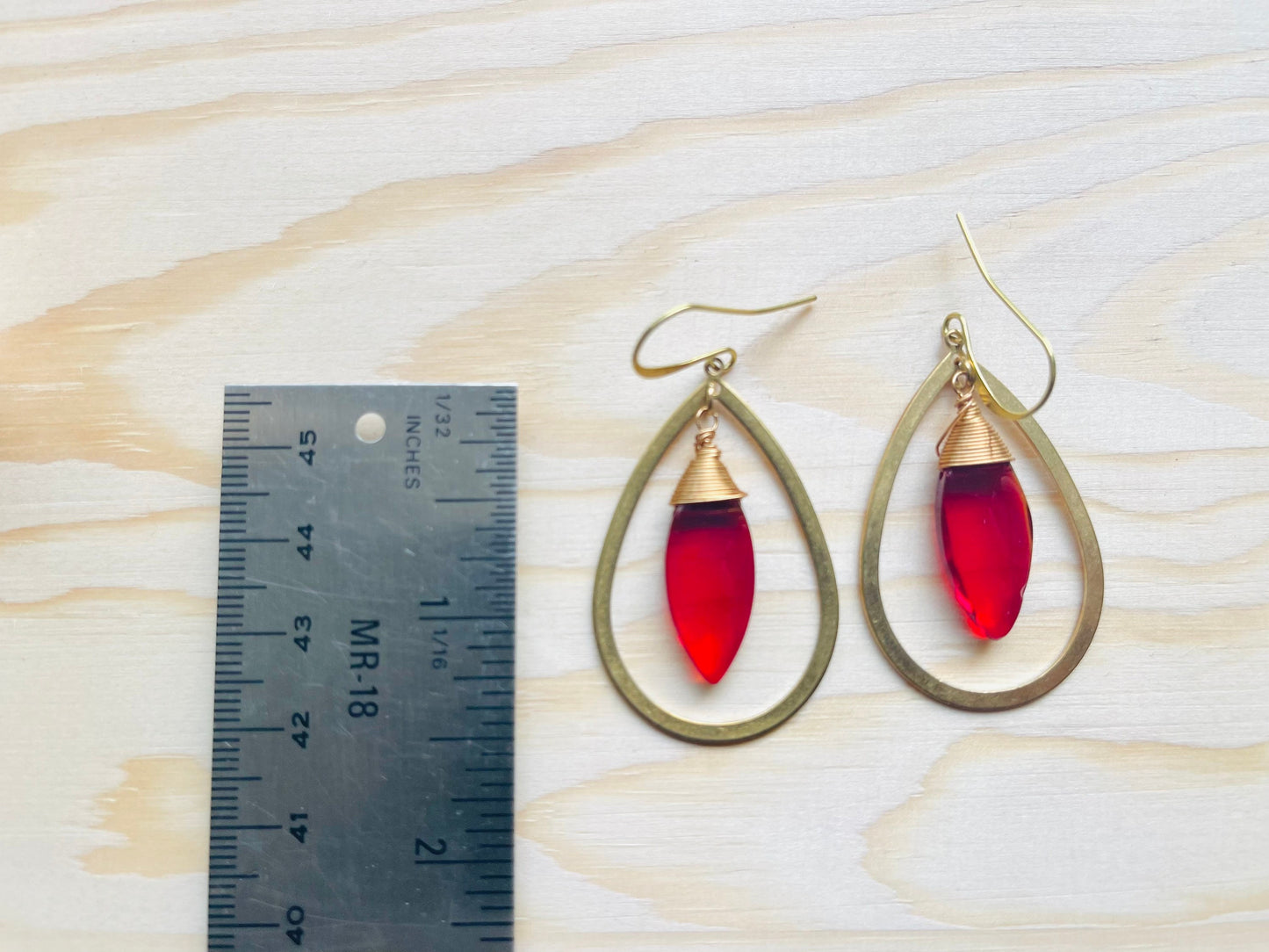 Geometric Brass Earrings, Red Earrings Statement, Witchy Earrings Dangle, Witchy Jewelry Earrings, Unique Gifts for Daughter, Trendy Jewelry