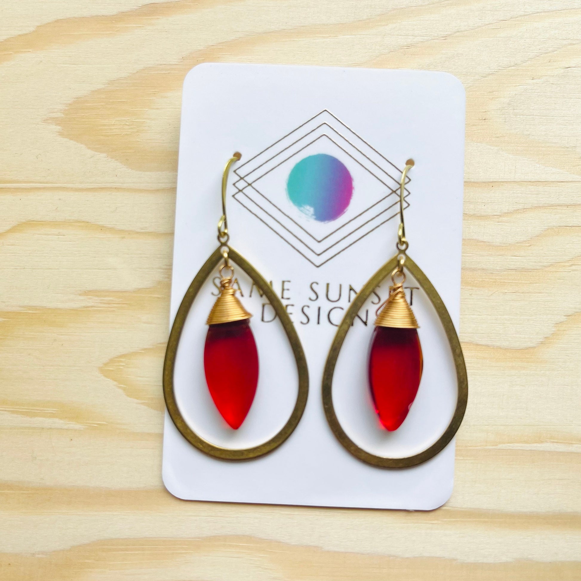 Geometric Brass Earrings, Red Earrings Statement, Witchy Earrings Dangle, Witchy Jewelry Earrings, Unique Gifts for Daughter, Trendy Jewelry
