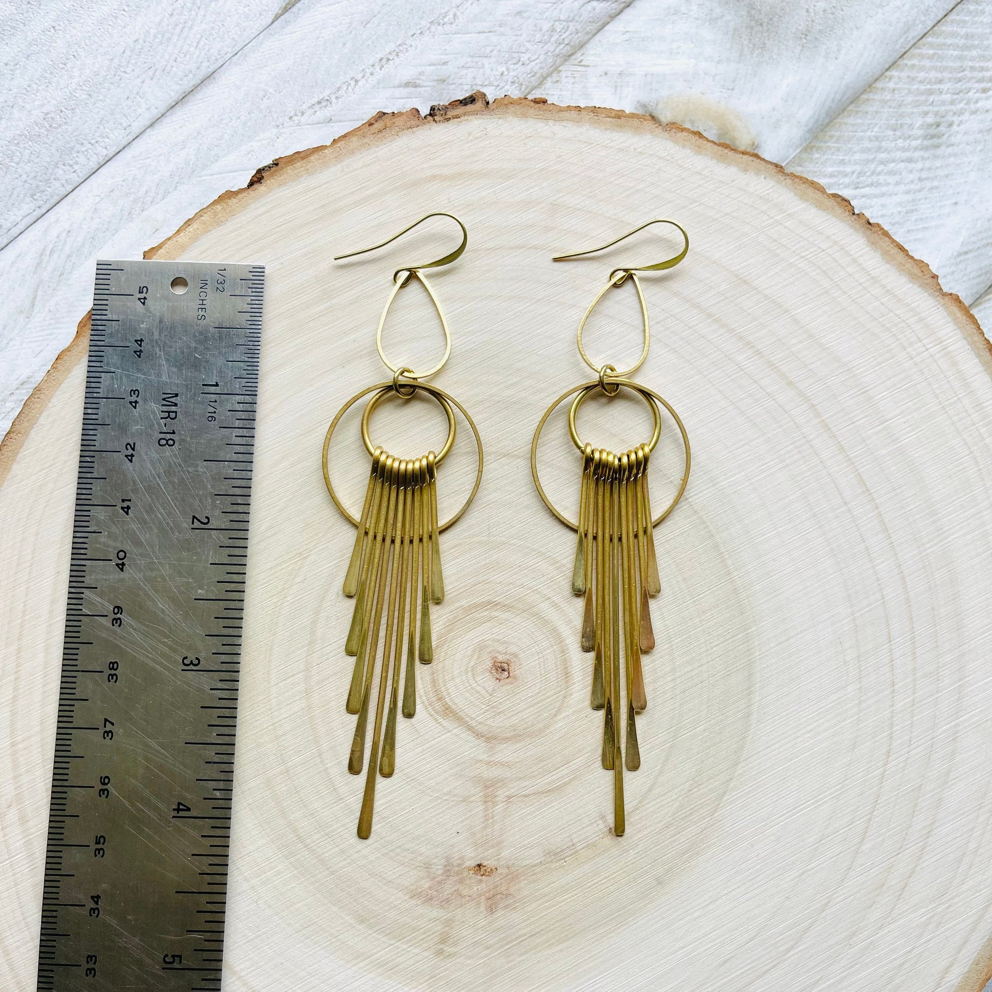 Geometric Brass Earrings, Fringe Earrings Dangle, Boho Earrings for Wedding, Western Earrings Dangle, Witchy Gifts for Women, Boho Chic