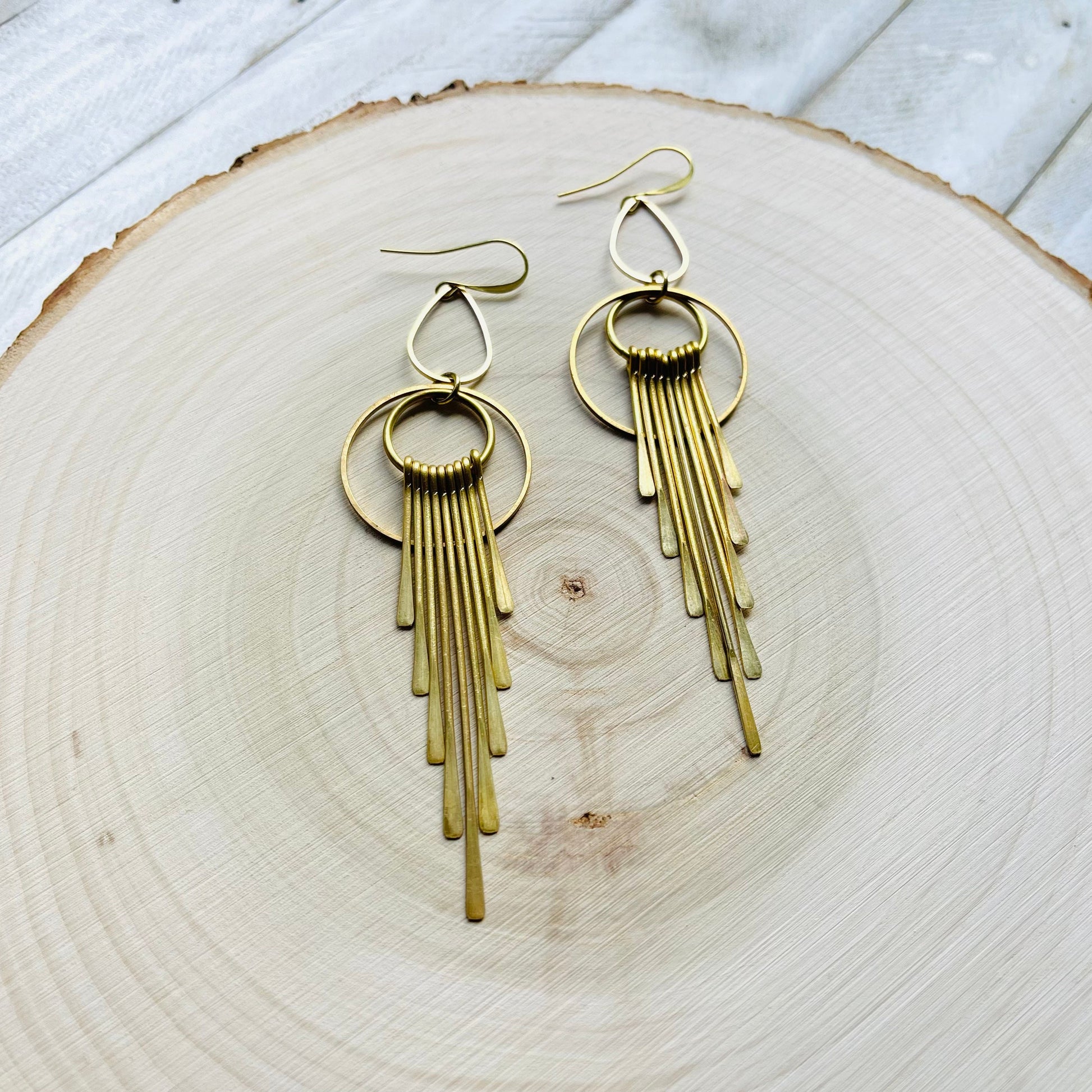 Geometric Brass Earrings, Fringe Earrings Dangle, Boho Earrings for Wedding, Western Earrings Dangle, Witchy Gifts for Women, Boho Chic
