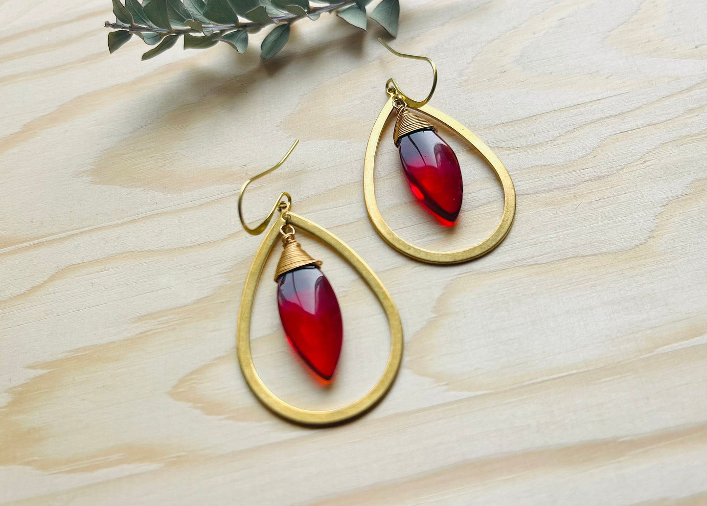 Geometric Brass Earrings, Red Earrings Statement, Witchy Earrings Dangle, Witchy Jewelry Earrings, Unique Gifts for Daughter, Trendy Jewelry