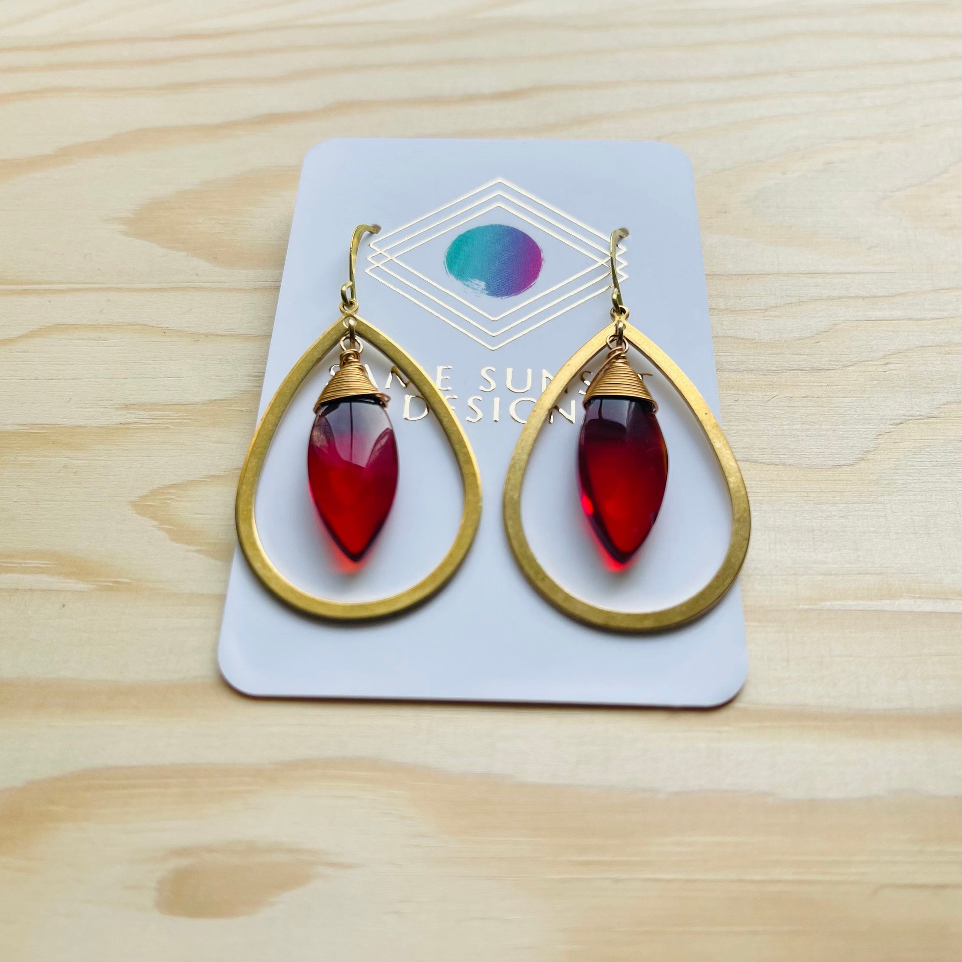 Geometric Brass Earrings, Red Earrings Statement, Witchy Earrings Dangle, Witchy Jewelry Earrings, Unique Gifts for Daughter, Trendy Jewelry
