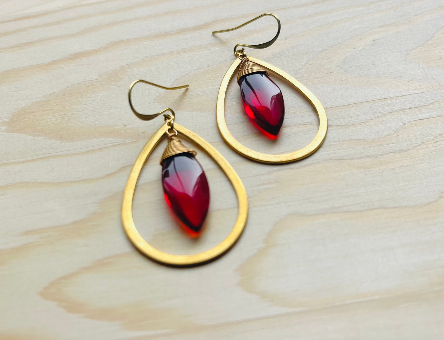 Geometric Brass Earrings, Red Earrings Statement, Witchy Earrings Dangle, Witchy Jewelry Earrings, Unique Gifts for Daughter, Trendy Jewelry