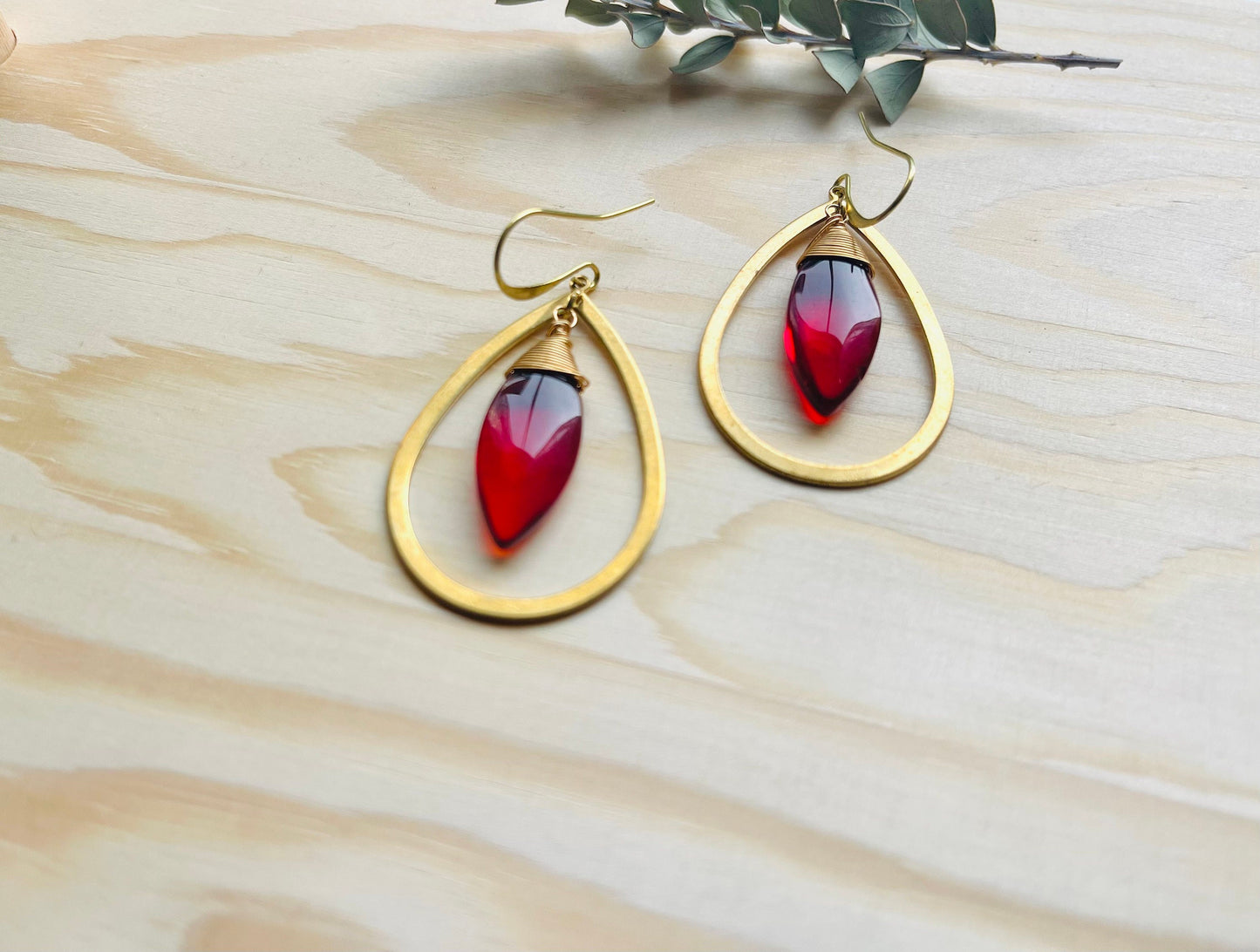 Geometric Brass Earrings, Red Earrings Statement, Witchy Earrings Dangle, Witchy Jewelry Earrings, Unique Gifts for Daughter, Trendy Jewelry