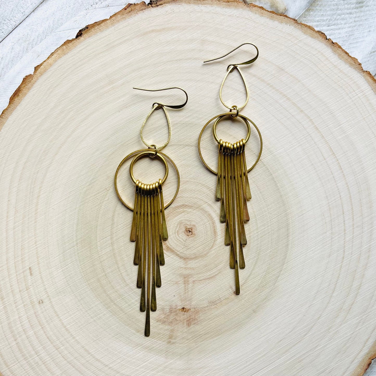 Geometric Brass Earrings, Fringe Earrings Dangle, Boho Earrings for Wedding, Western Earrings Dangle, Witchy Gifts for Women, Boho Chic