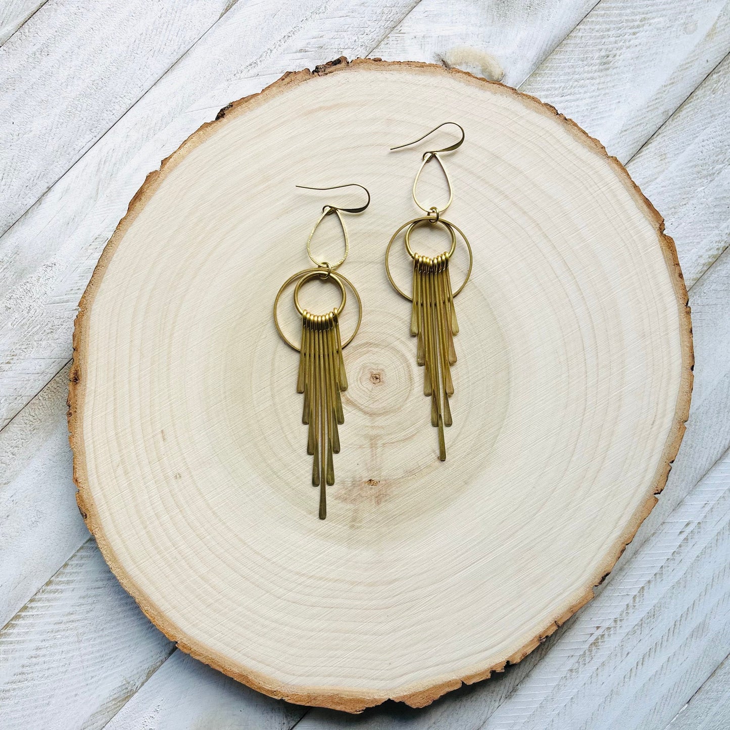 Geometric Brass Earrings, Fringe Earrings Dangle, Boho Earrings for Wedding, Western Earrings Dangle, Witchy Gifts for Women, Boho Chic