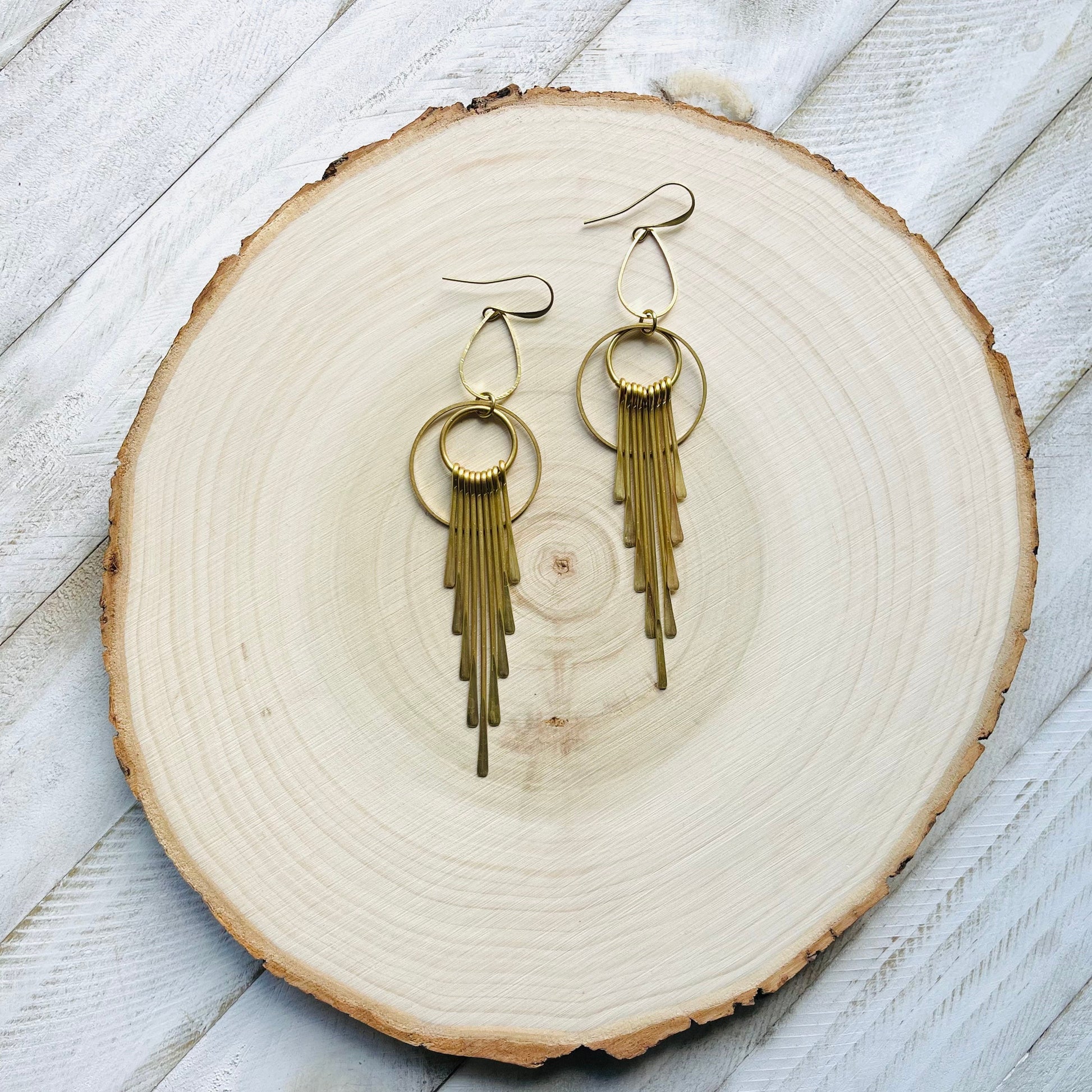 Geometric Brass Earrings, Fringe Earrings Dangle, Boho Earrings for Wedding, Western Earrings Dangle, Witchy Gifts for Women, Boho Chic