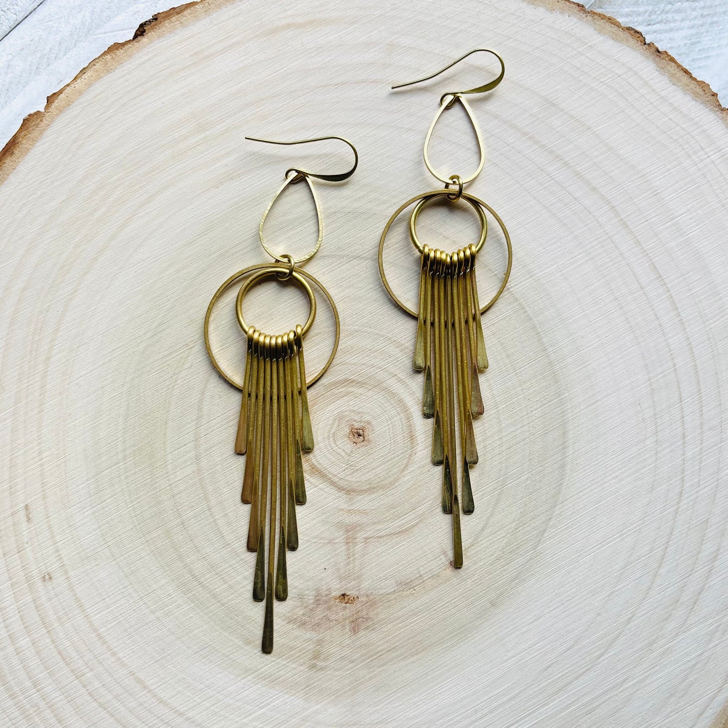 Geometric Brass Earrings, Fringe Earrings Dangle, Boho Earrings for Wedding, Western Earrings Dangle, Witchy Gifts for Women, Boho Chic