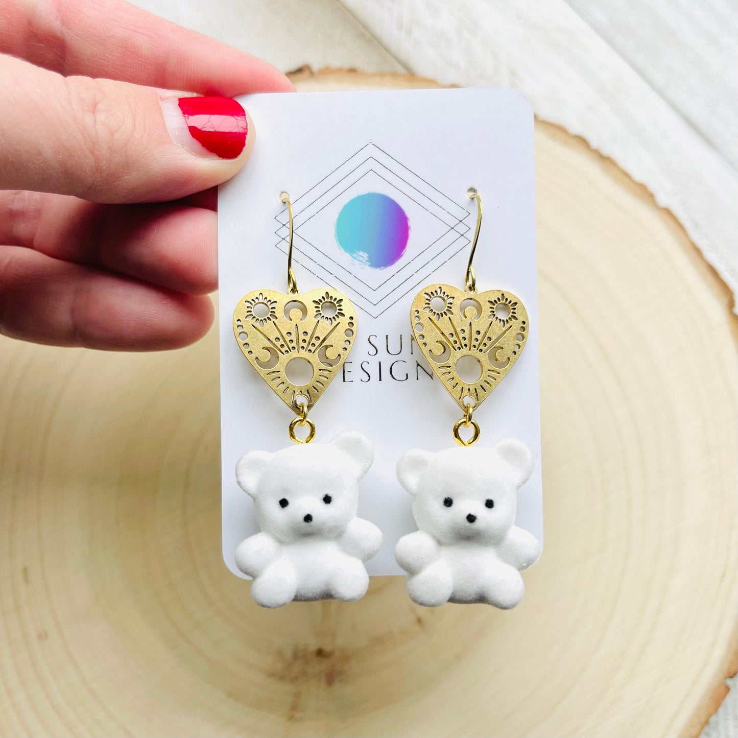 Teddy Bear Earrings, Kawaii Earrings, Easter Basket Stuffers for Tweens, Witchy Earrings, Planchette Earrings, Unique Gifts for Daughter