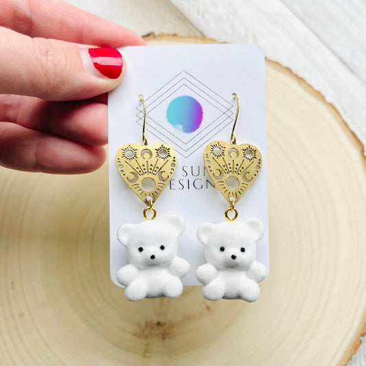 Teddy Bear Earrings, Kawaii Earrings, Easter Basket Stuffers for Tweens, Witchy Earrings, Planchette Earrings, Unique Gifts for Daughter