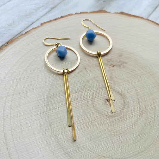 Agate Earrings, Hoop Earrings Gold, Western Earrings, Fringe Earrings, Mothers Day Gift from Daughter, Unique Birthday Gift for Aunt, Boho