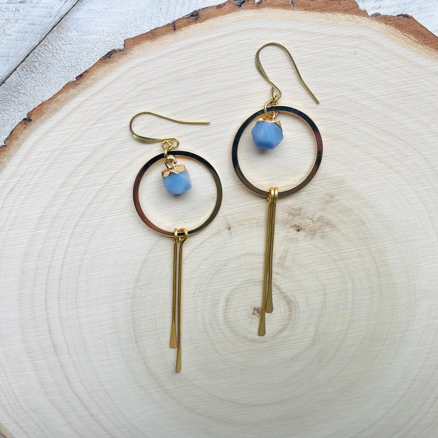 Agate Earrings, Hoop Earrings Gold, Western Earrings, Fringe Earrings, Mothers Day Gift from Daughter, Unique Birthday Gift for Aunt, Boho