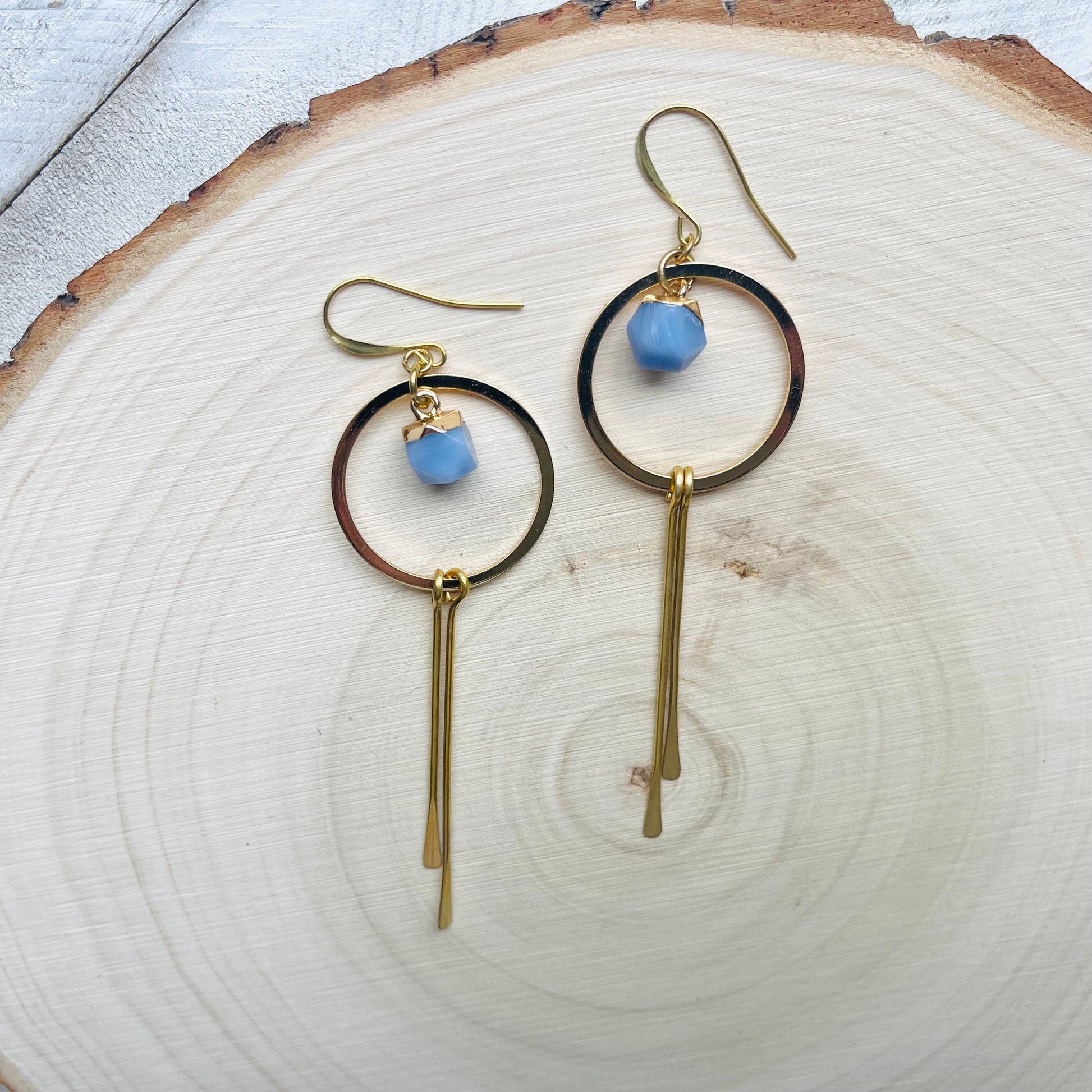 Agate Earrings, Hoop Earrings Gold, Western Earrings, Fringe Earrings, Mothers Day Gift from Daughter, Unique Birthday Gift for Aunt, Boho