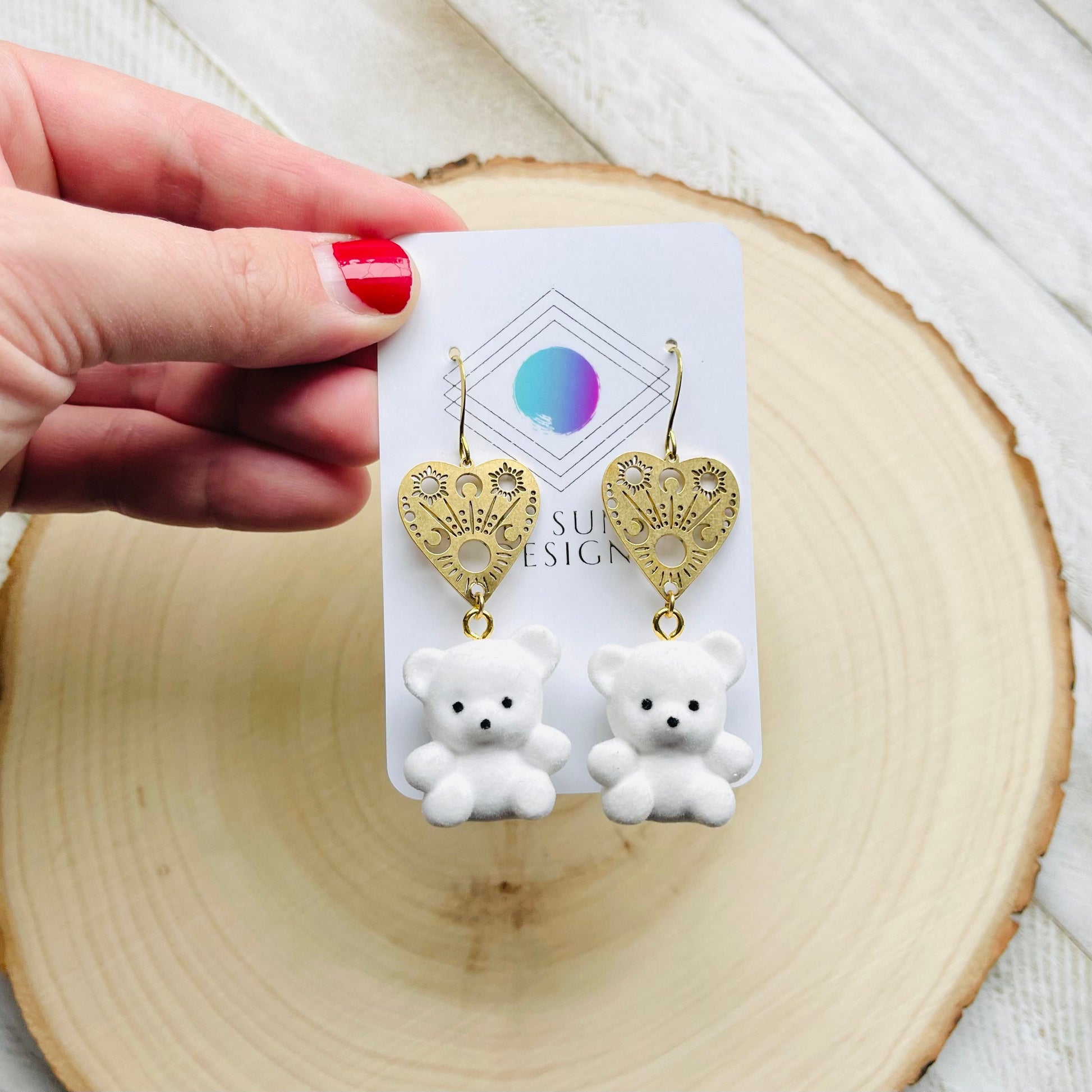 Teddy Bear Earrings, Kawaii Earrings, Easter Basket Stuffers for Tweens, Witchy Earrings, Planchette Earrings, Unique Gifts for Daughter