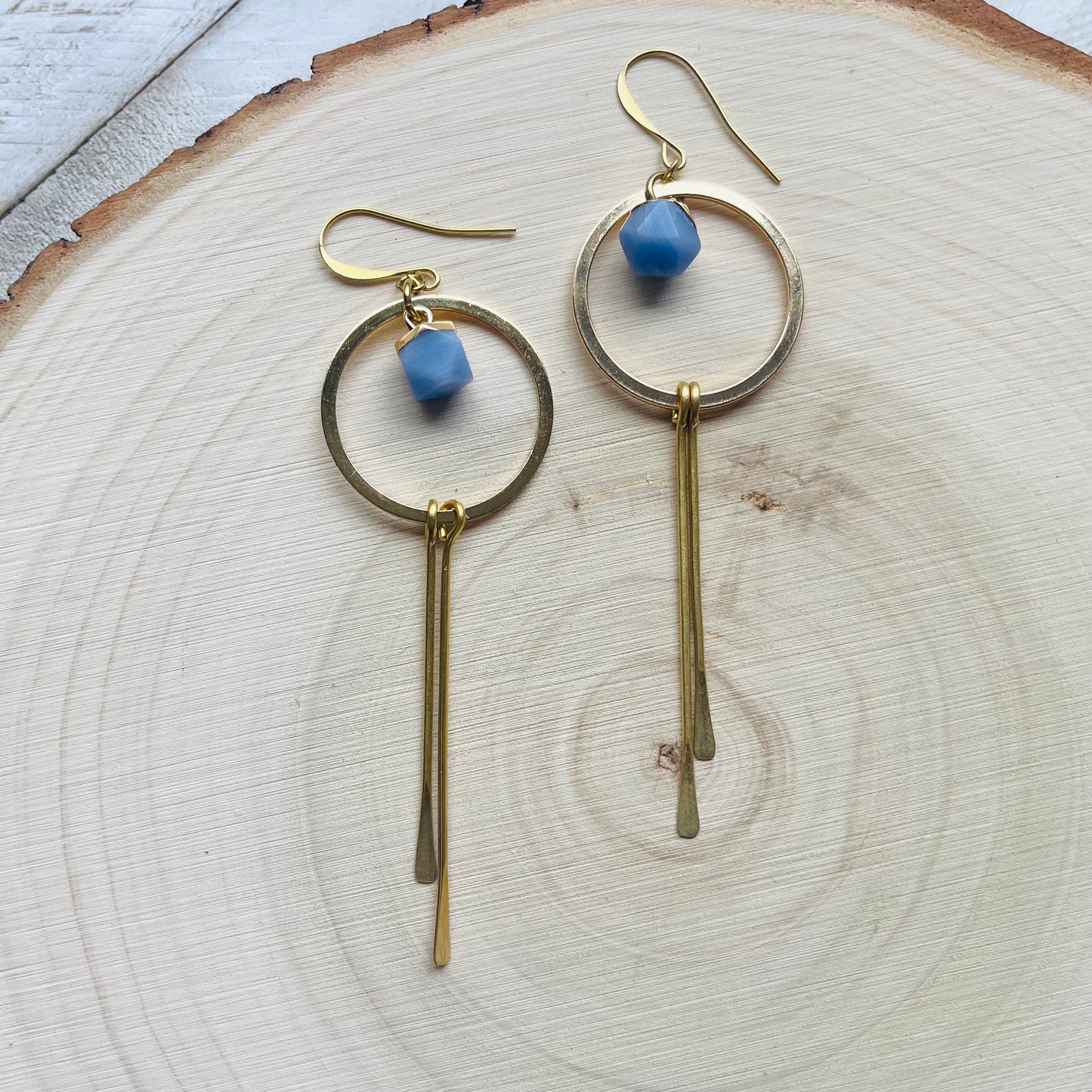 Agate Earrings, Hoop Earrings Gold, Western Earrings, Fringe Earrings, Mothers Day Gift from Daughter, Unique Birthday Gift for Aunt, Boho