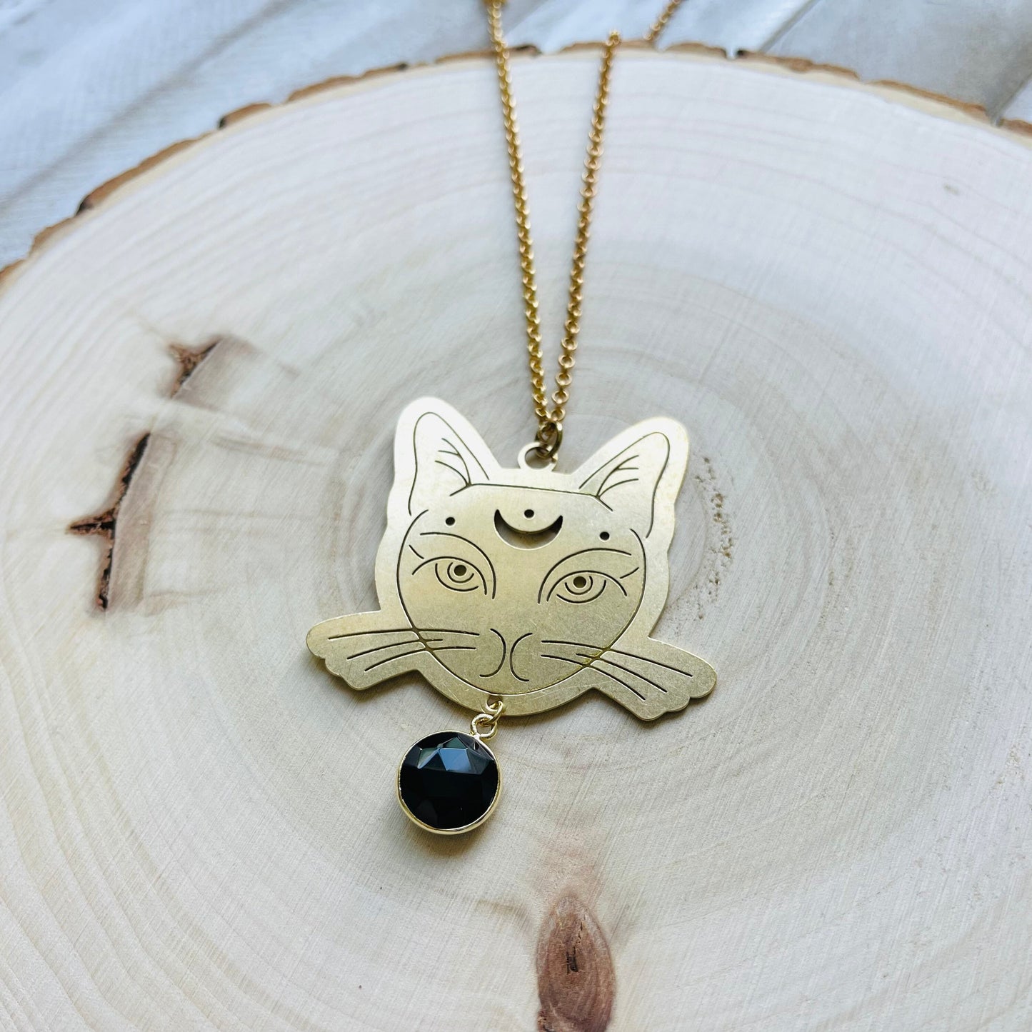 Cat Necklace, Chalcedony Necklace, Moon Jewelry, Witchy Gifts for Women, Celestial Jewelry Witchy, Trendy Jewelry 2023, Goth Necklace