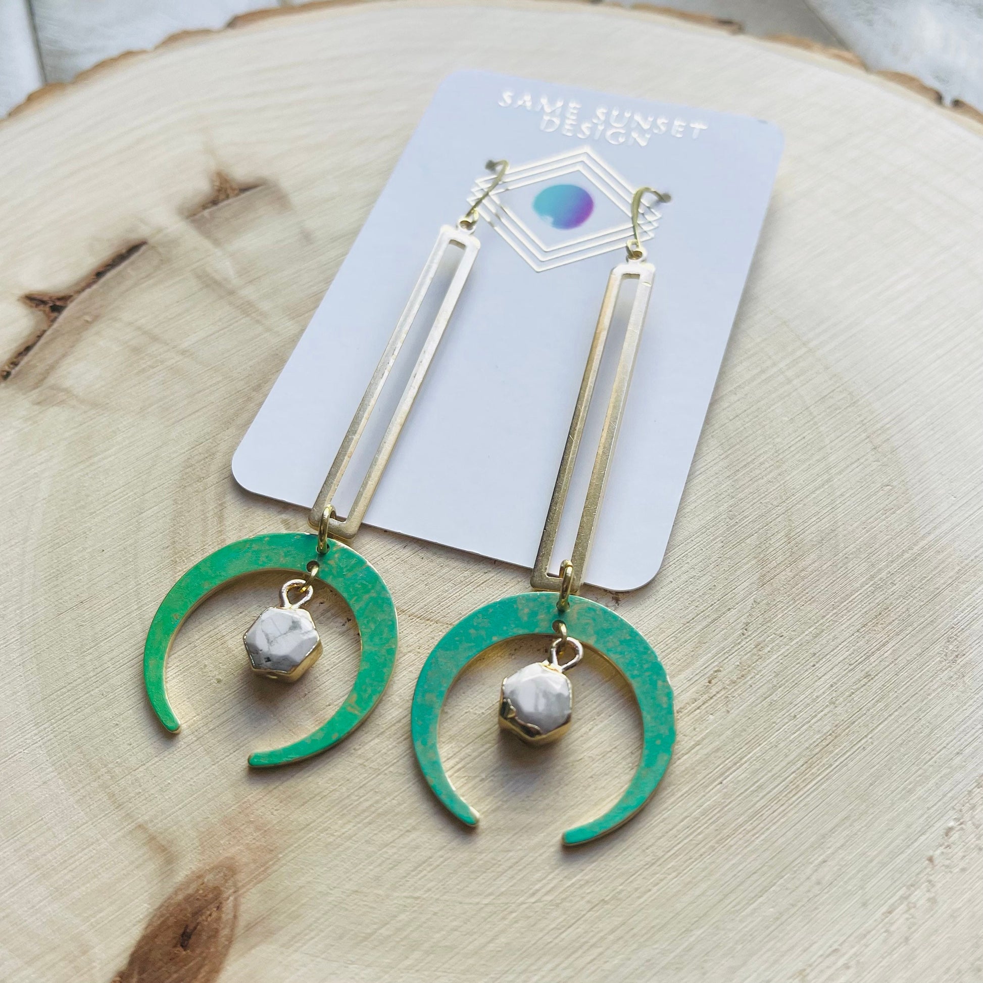 Howlite Earrings, Witchy Earrings, Boho Hippie Jewelry, Celestial Jewelry Witchy, Crescent Moon Earrings Gold, Unique Graduation Gifts
