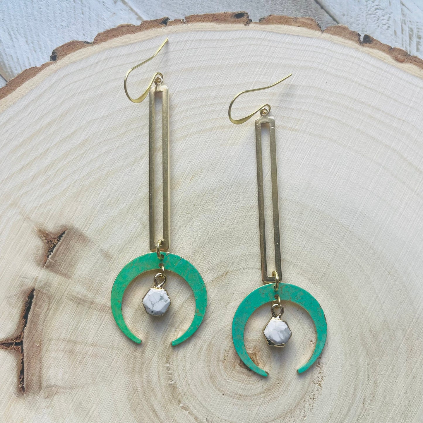 Howlite Earrings, Witchy Earrings, Boho Hippie Jewelry, Celestial Jewelry Witchy, Crescent Moon Earrings Gold, Unique Graduation Gifts