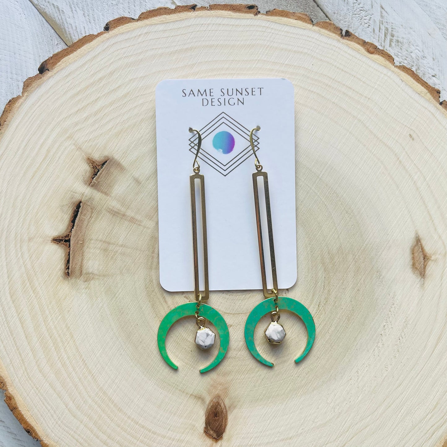 Howlite Earrings, Witchy Earrings, Boho Hippie Jewelry, Celestial Jewelry Witchy, Crescent Moon Earrings Gold, Unique Graduation Gifts